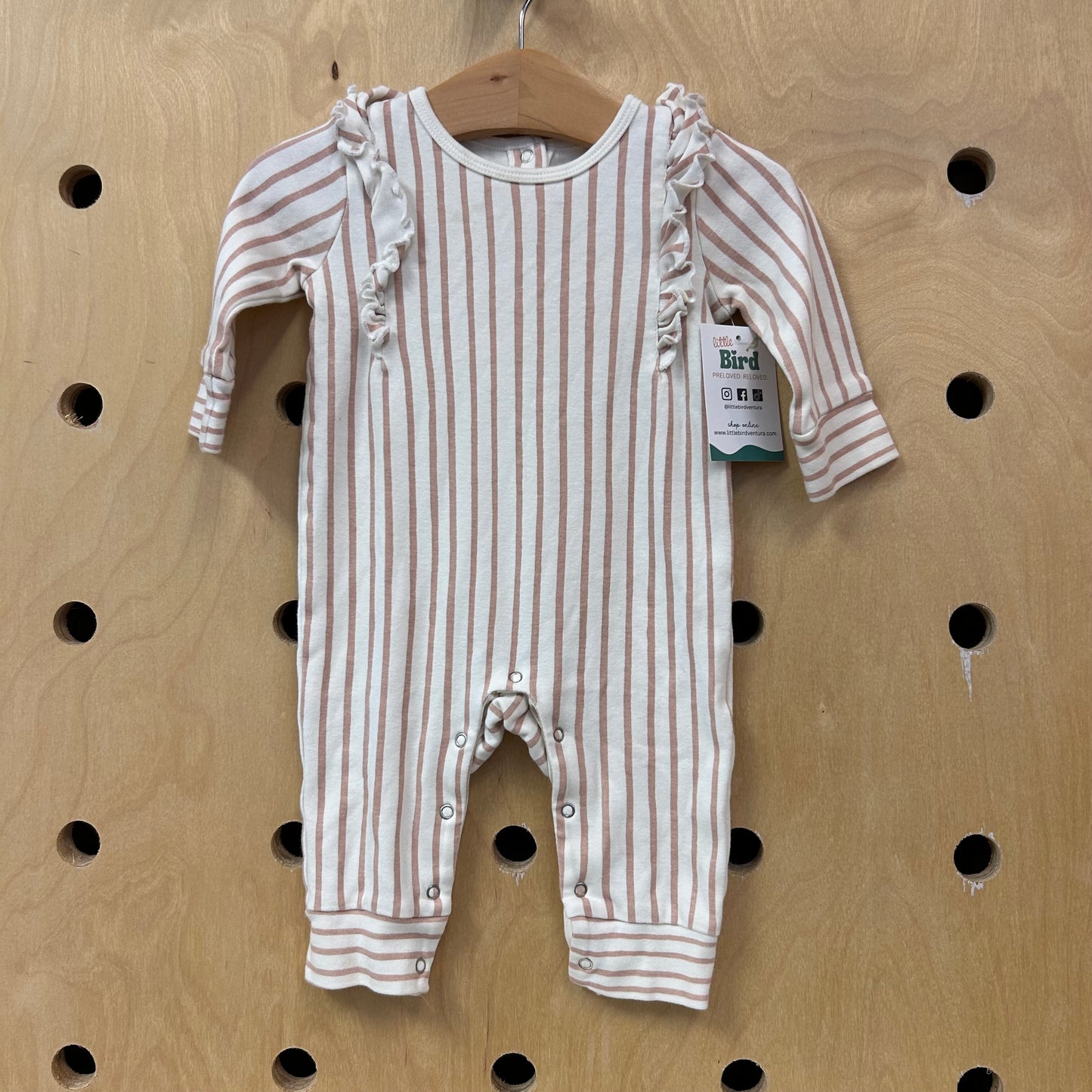 Organic Clay Striped Ruffle Romper