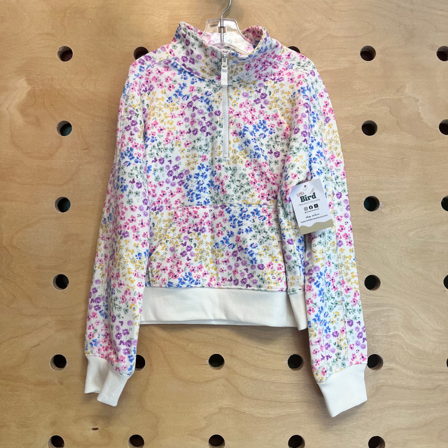 White Floral 1/4 Zip Pullover