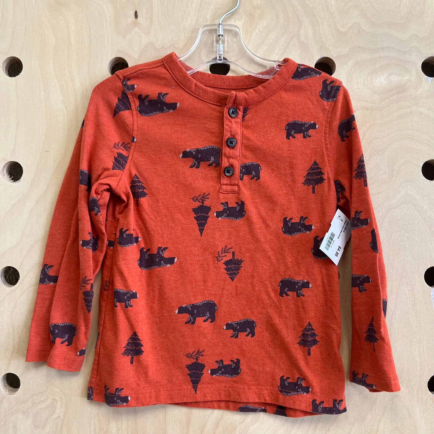 Orange Grizzly Bear Henley