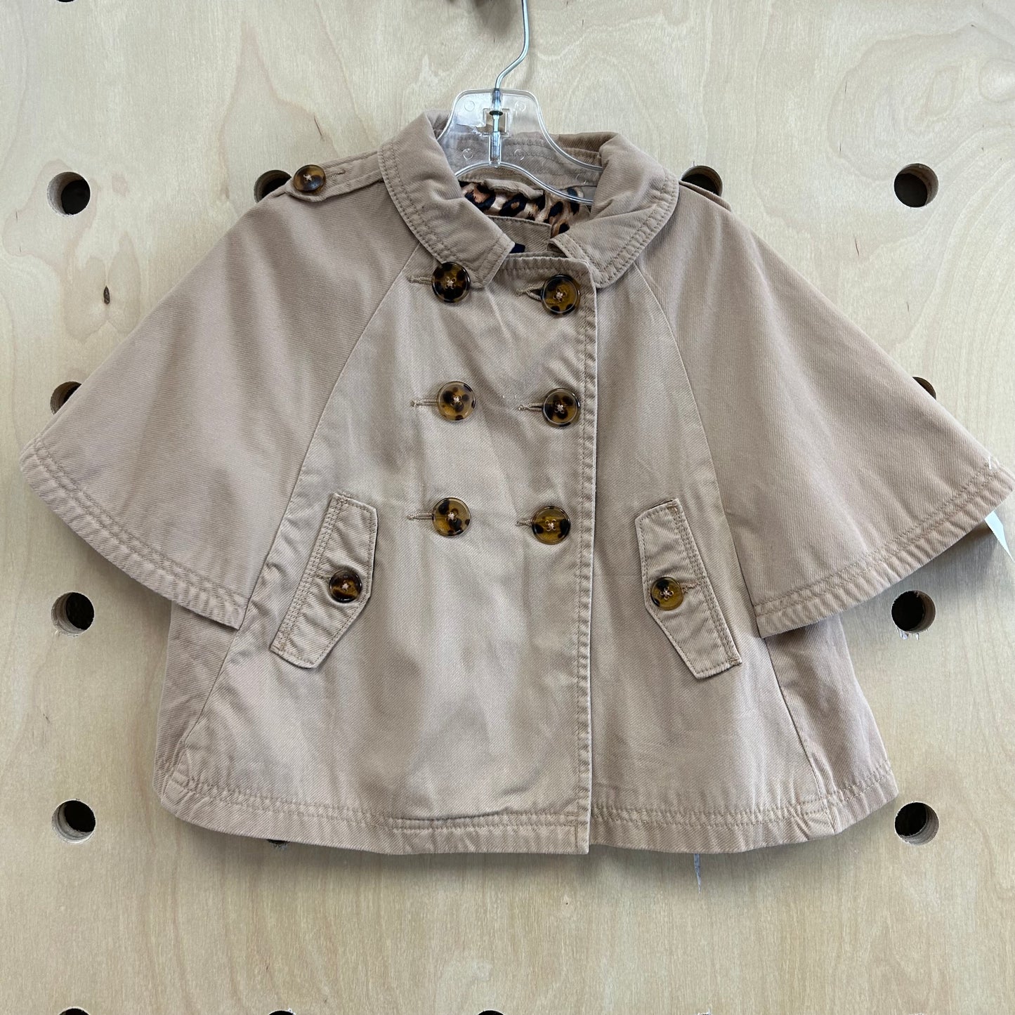 Tan Big Button Poncho