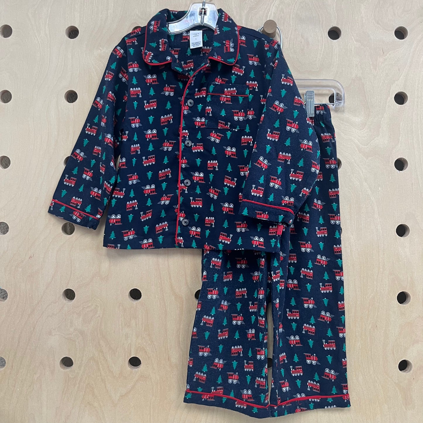 Navy Trains Holiday Pajamas