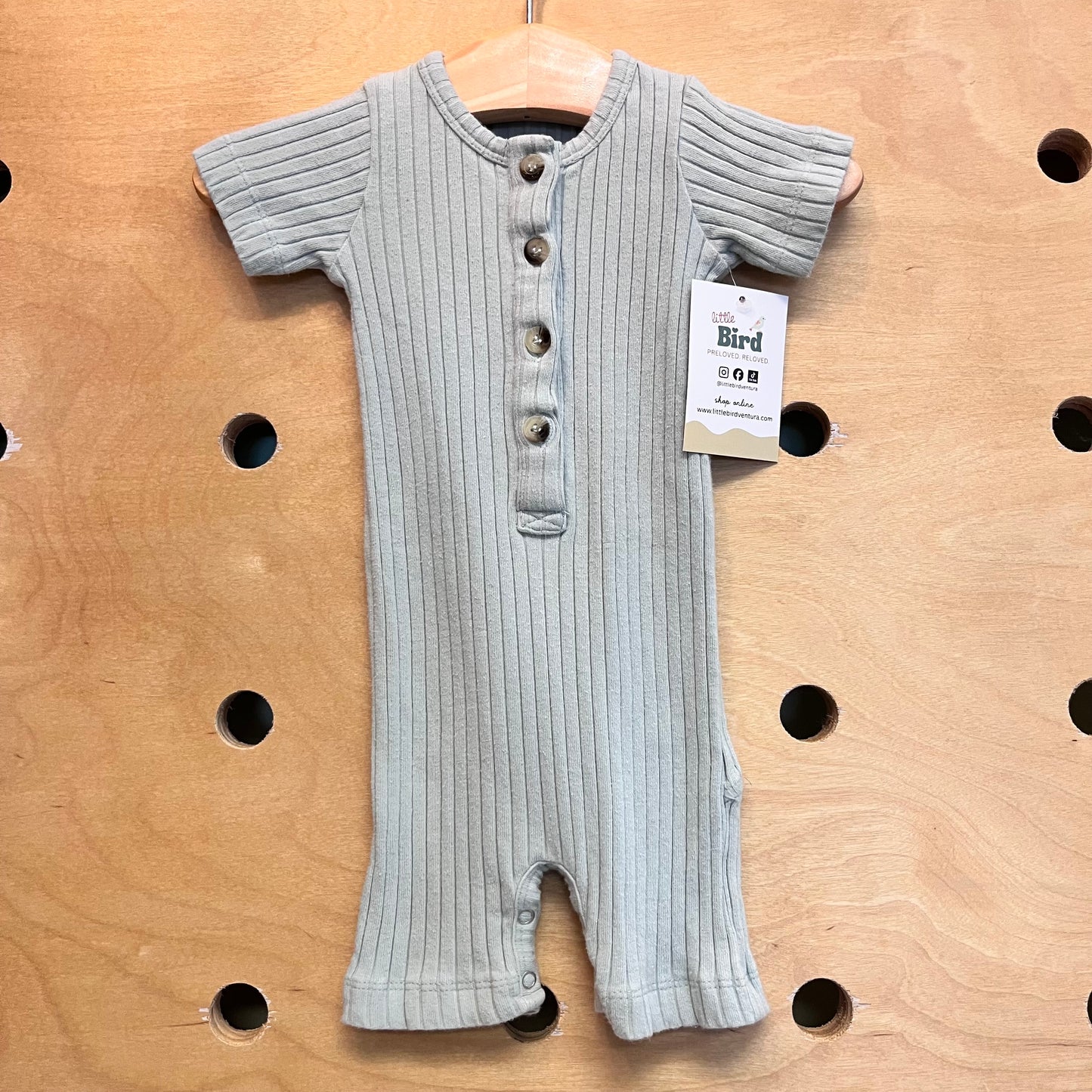 Organic Blue Ribbed Romper
