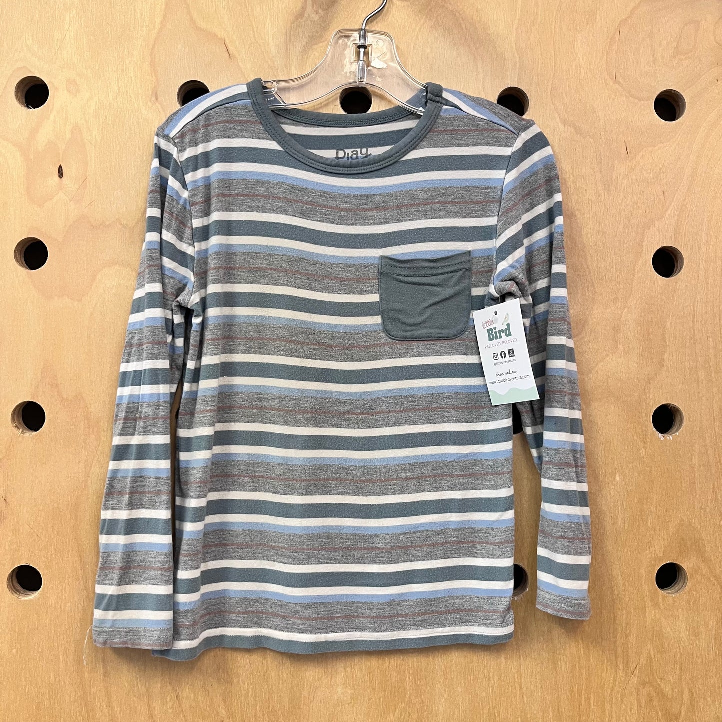 Grey Striped LS Tee