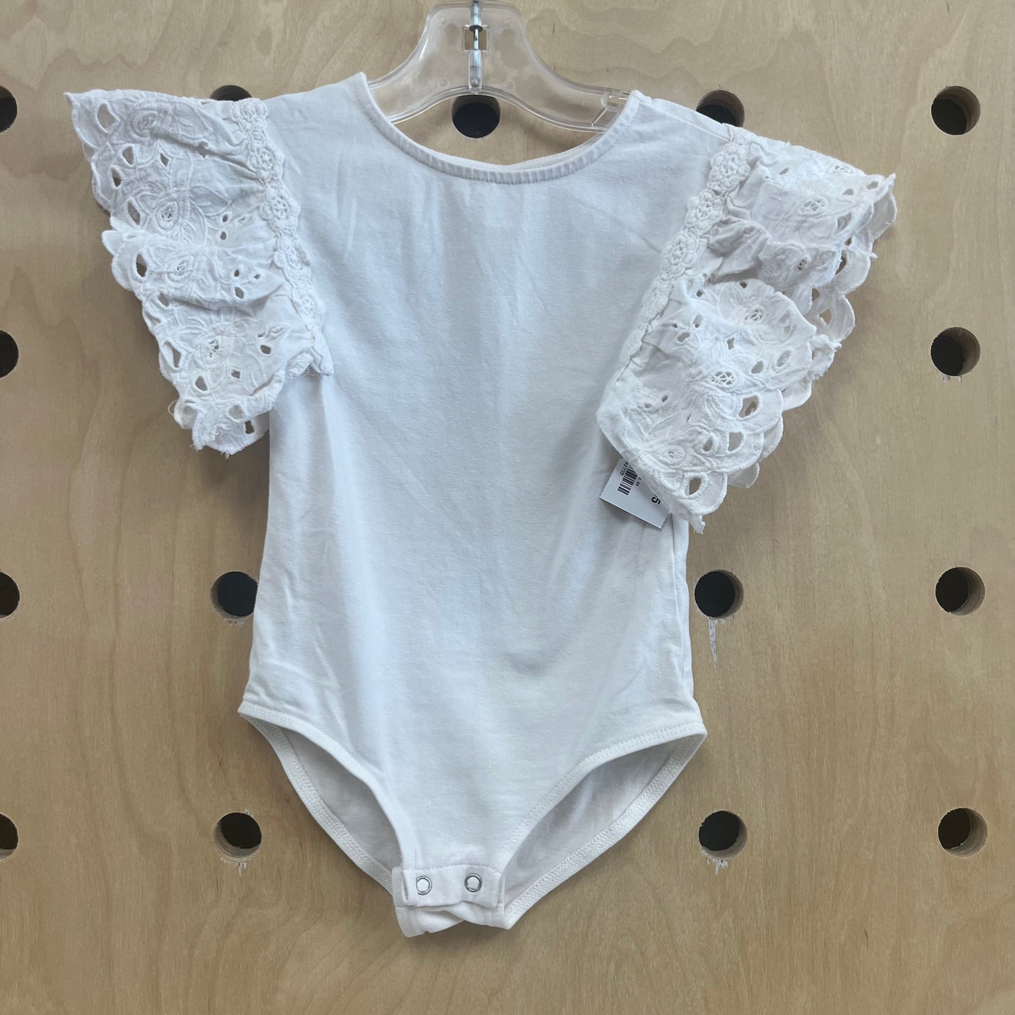 White Eyelet Sleeve Bodysuit