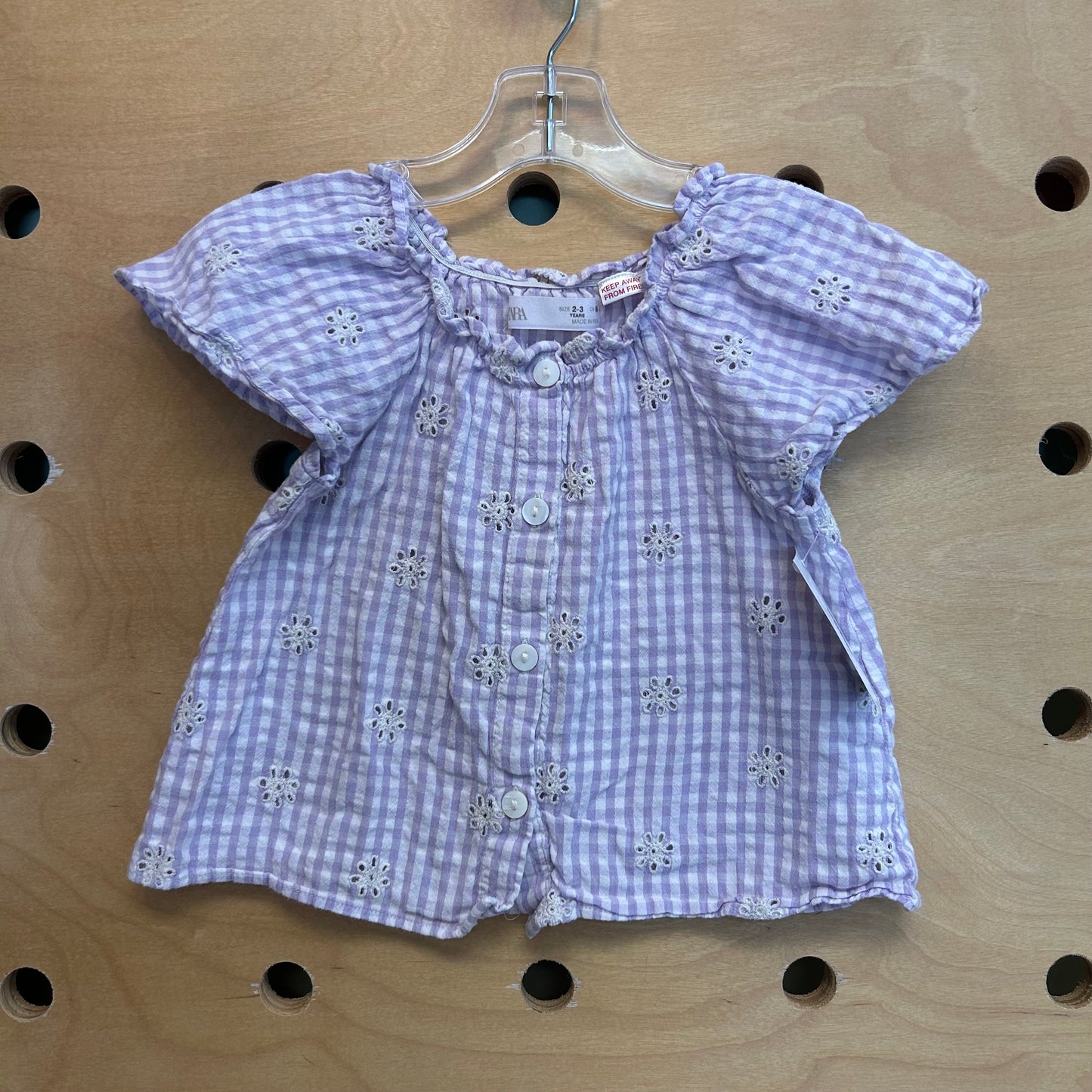 Lavender Gingham Eyelet Top
