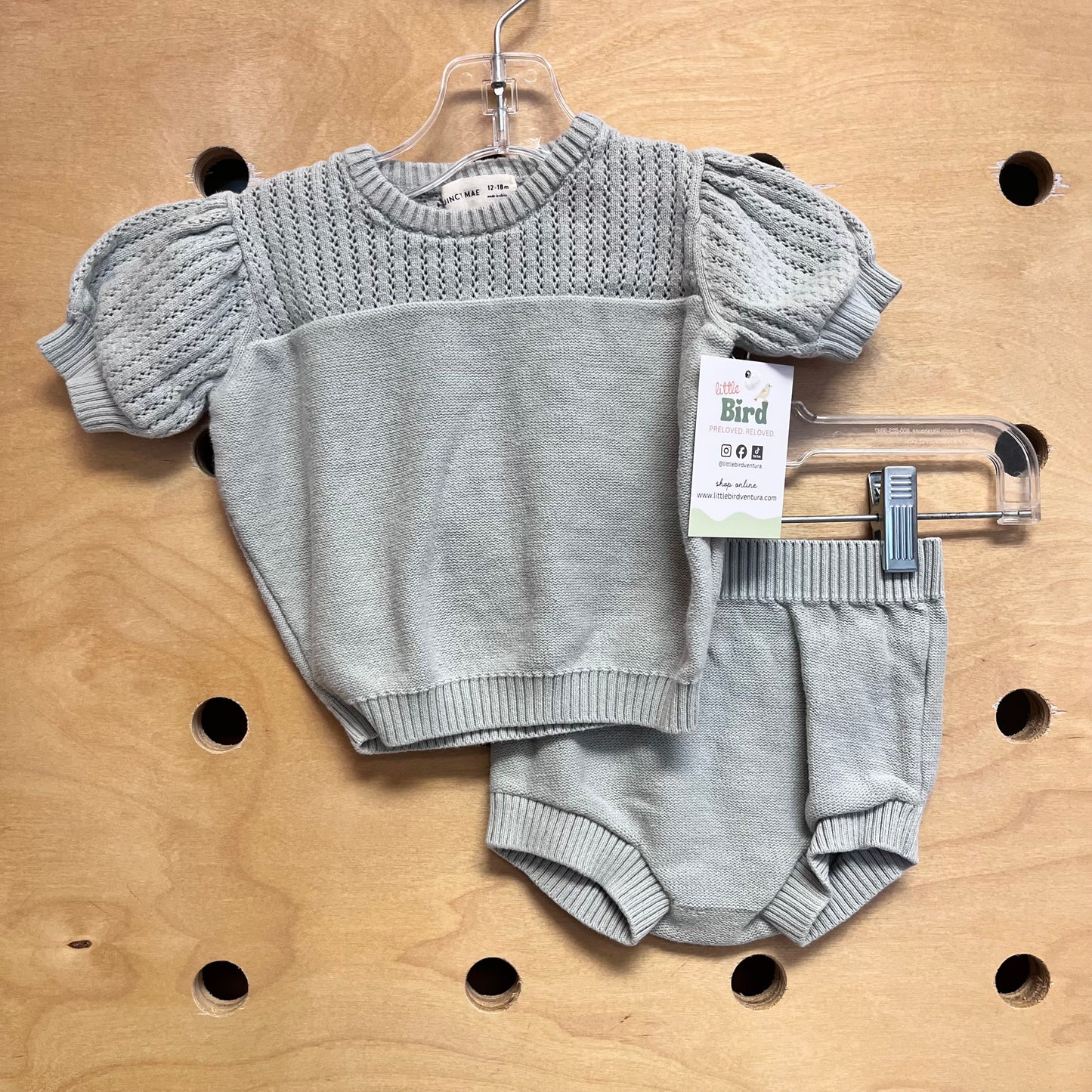 Blue Organic Sweater & Shorties Outfit