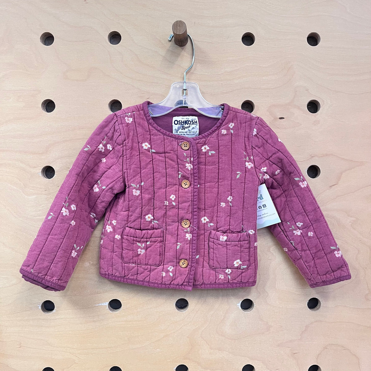 Pink Floral Quilted Button Jacket