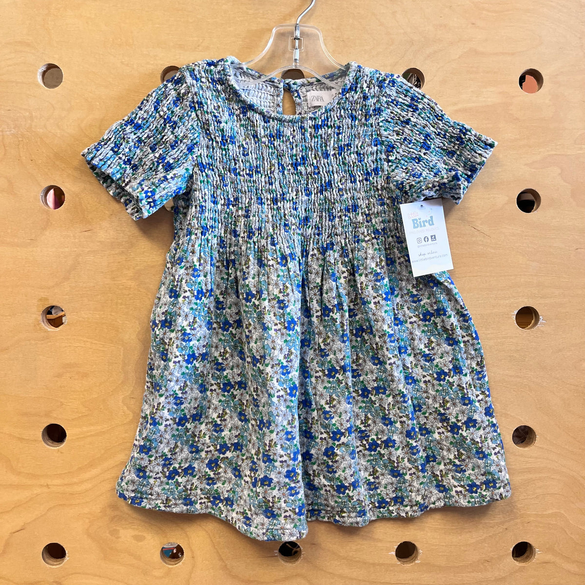 Blue Smocked Floral Dress