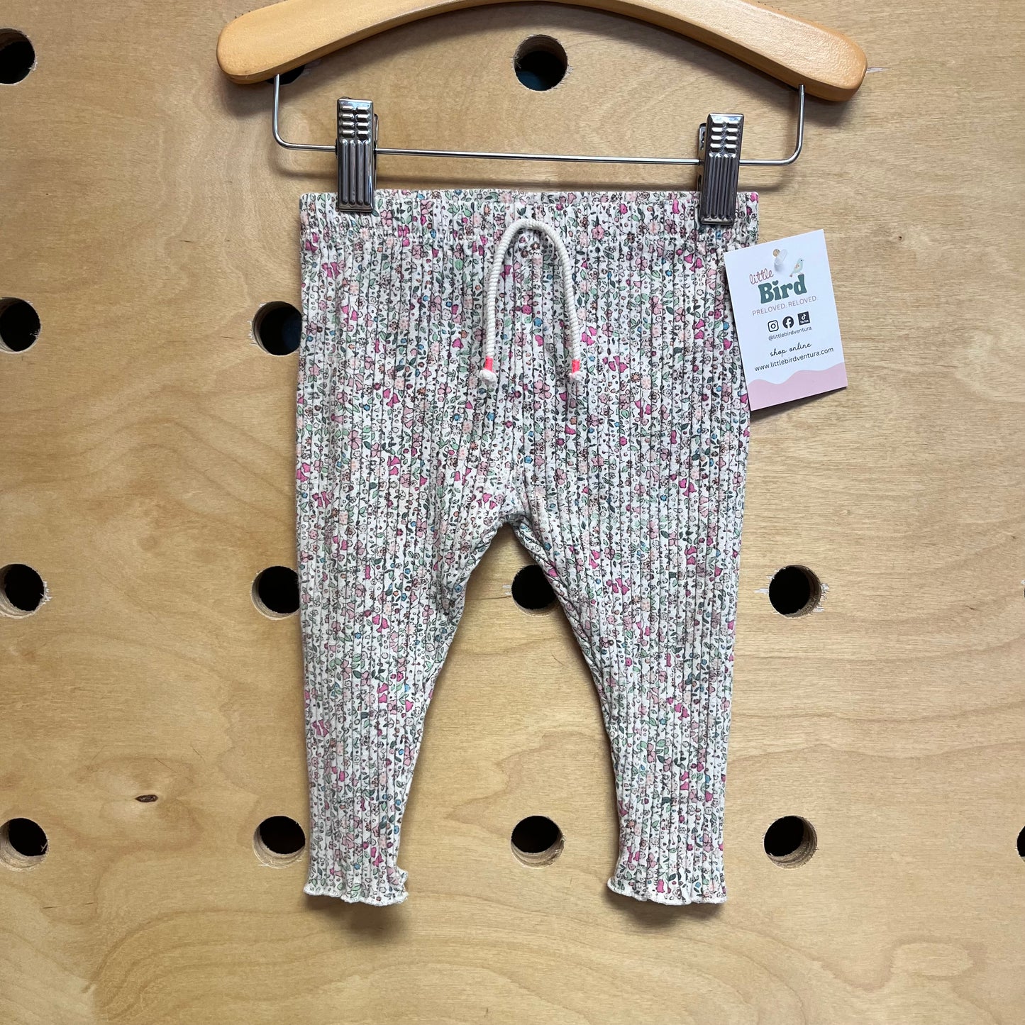 Pink/Green Floral Ribbed Leggings