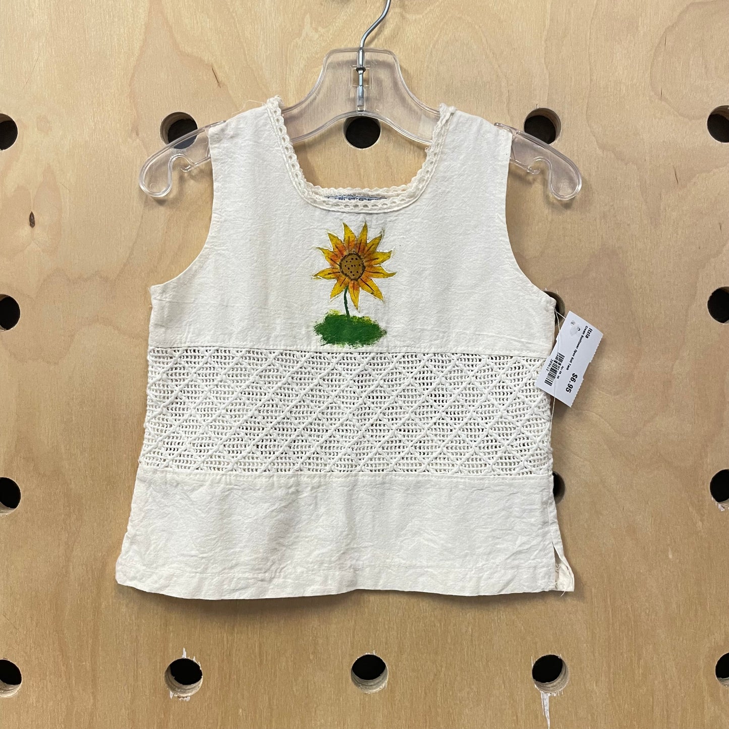 Cream Sunflower Open Knit Tank