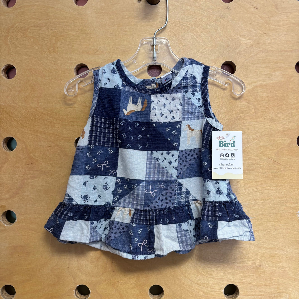 Blue Quilted Print/Horses Tank