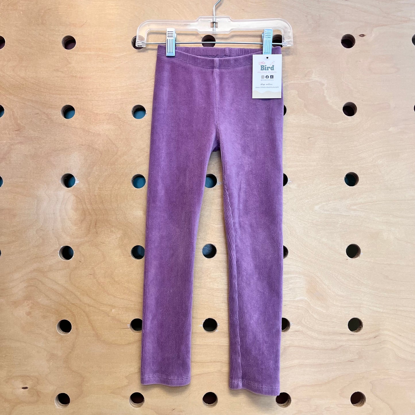 Purple Ribbed Velour Leggings