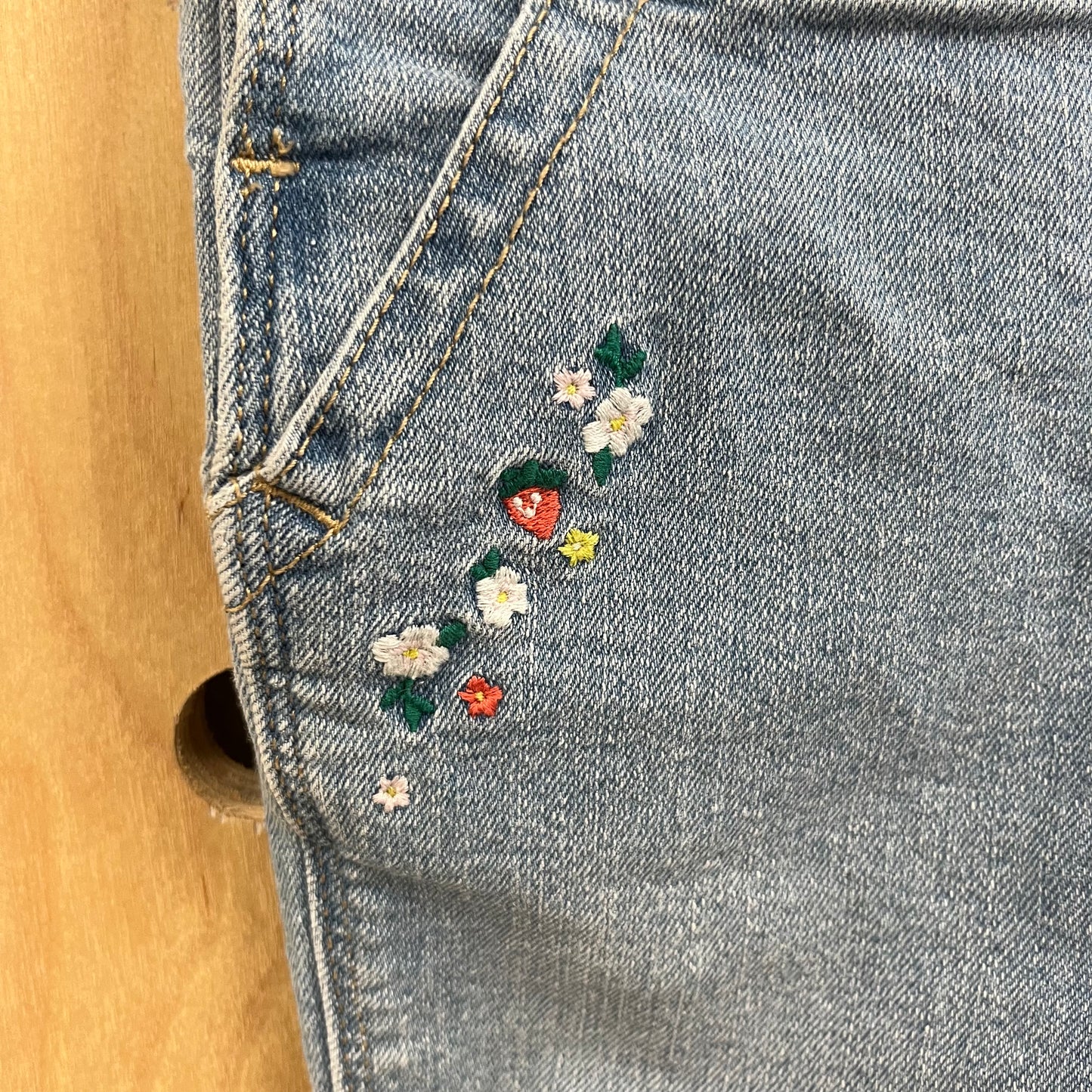 Denim Floral Overalls