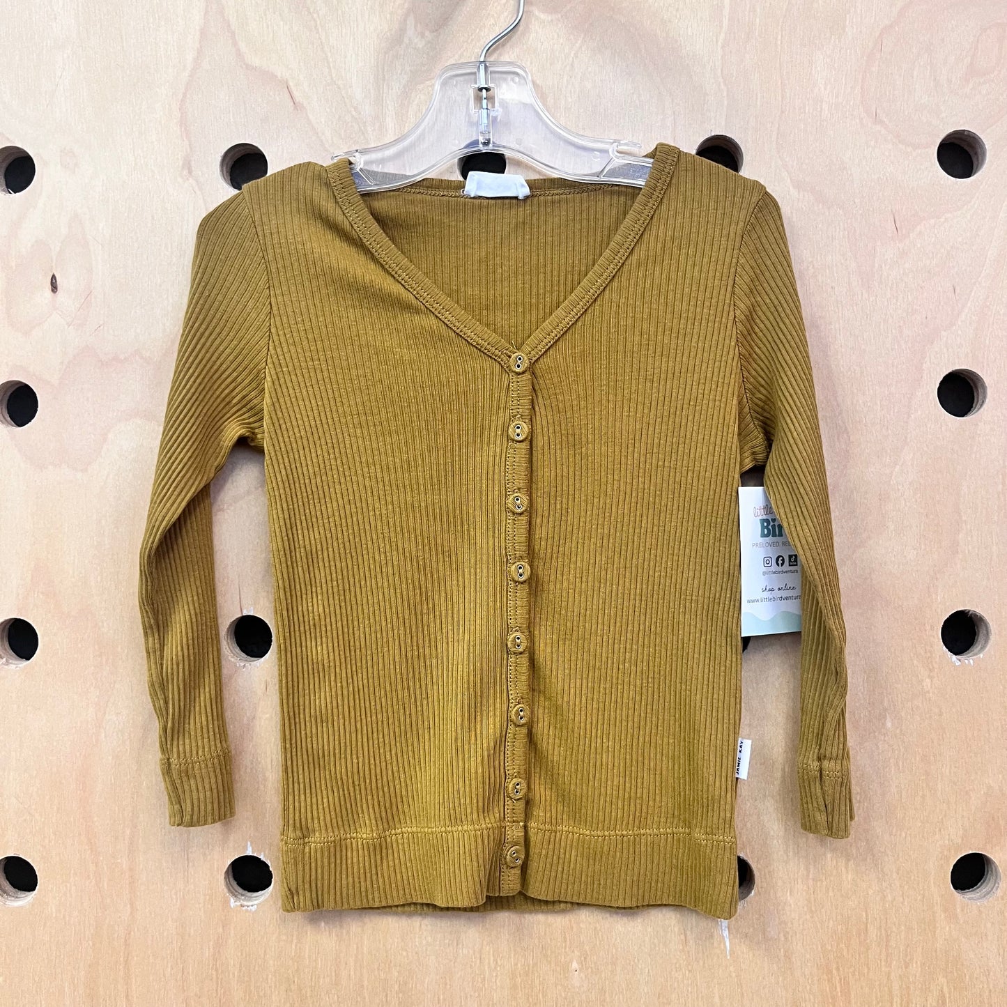 Olive Ribbed Button Up