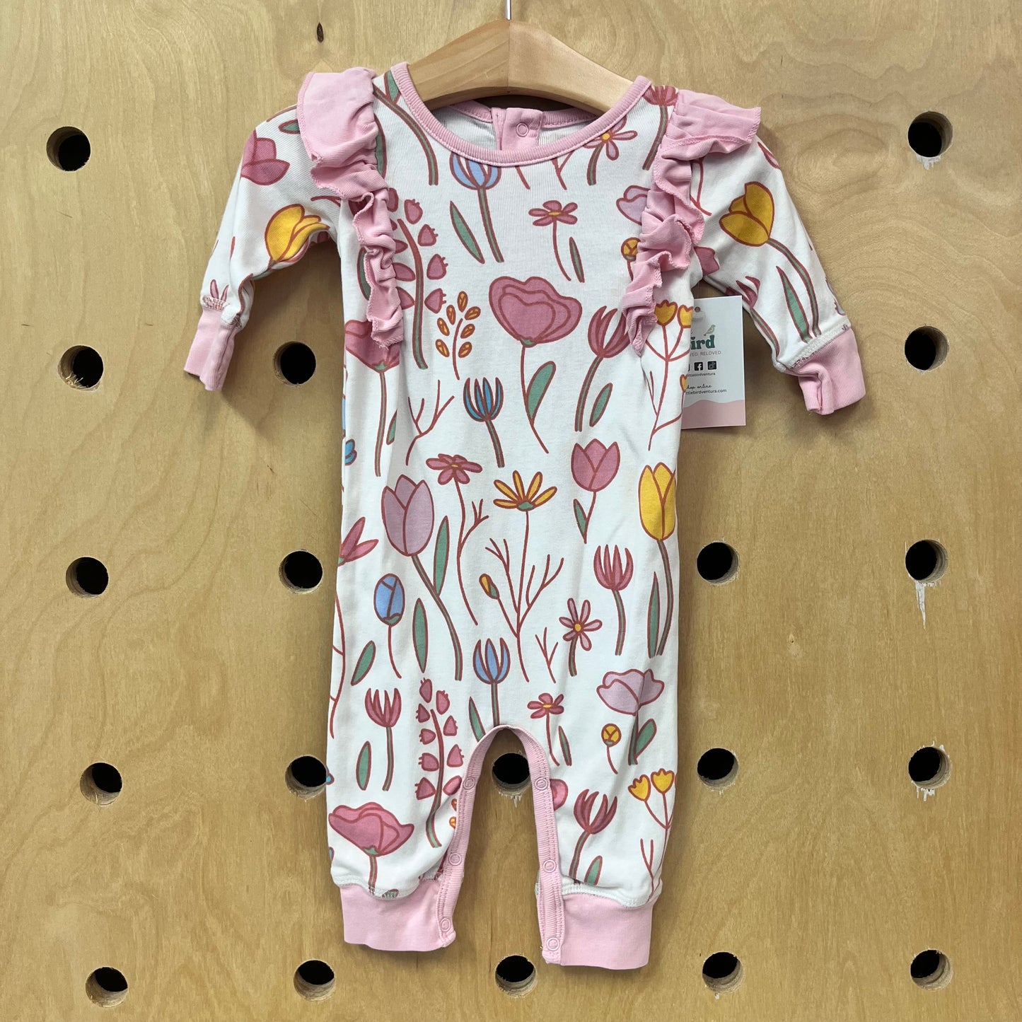 White + Pink Floral Romper