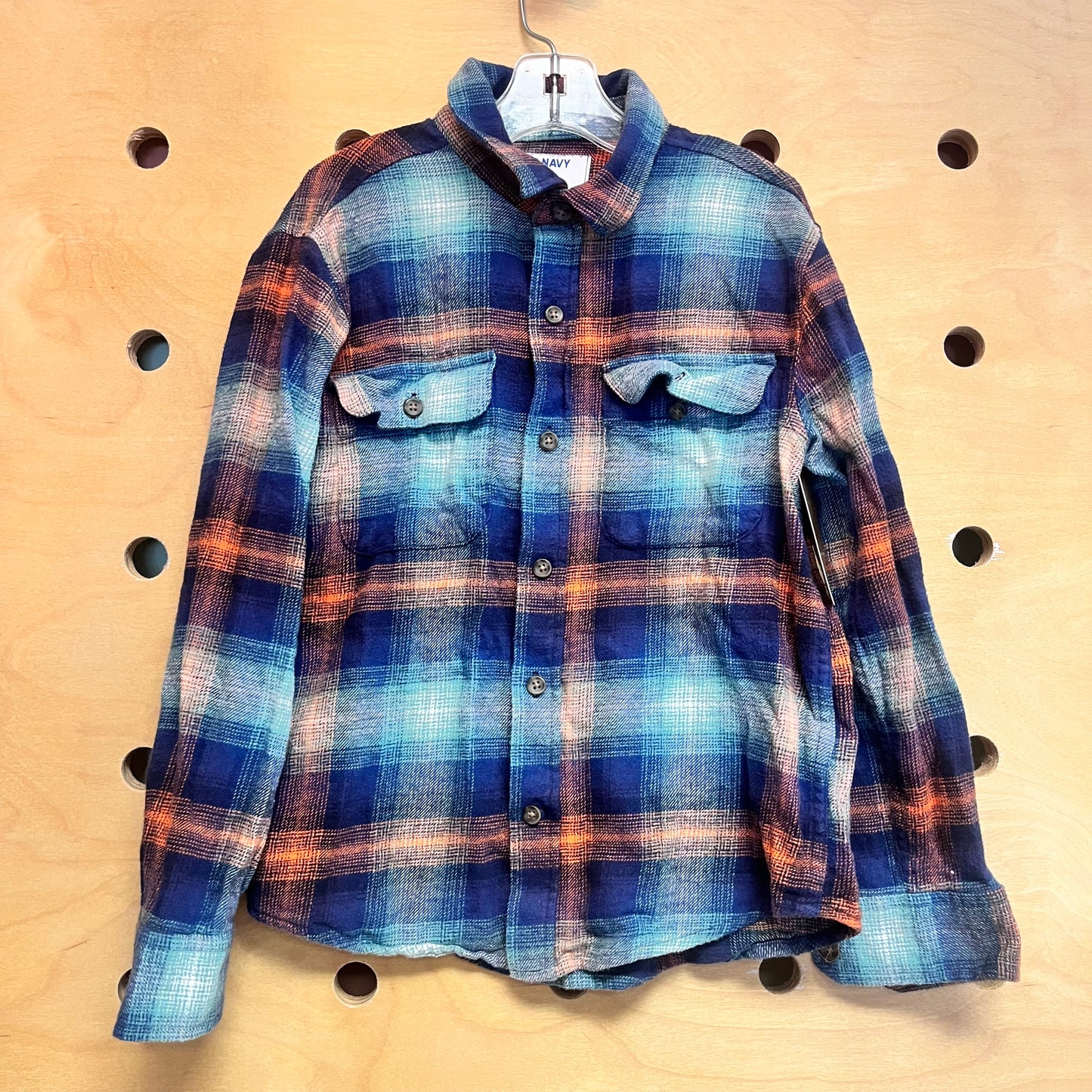 Blue/Orange Plaid Button Up