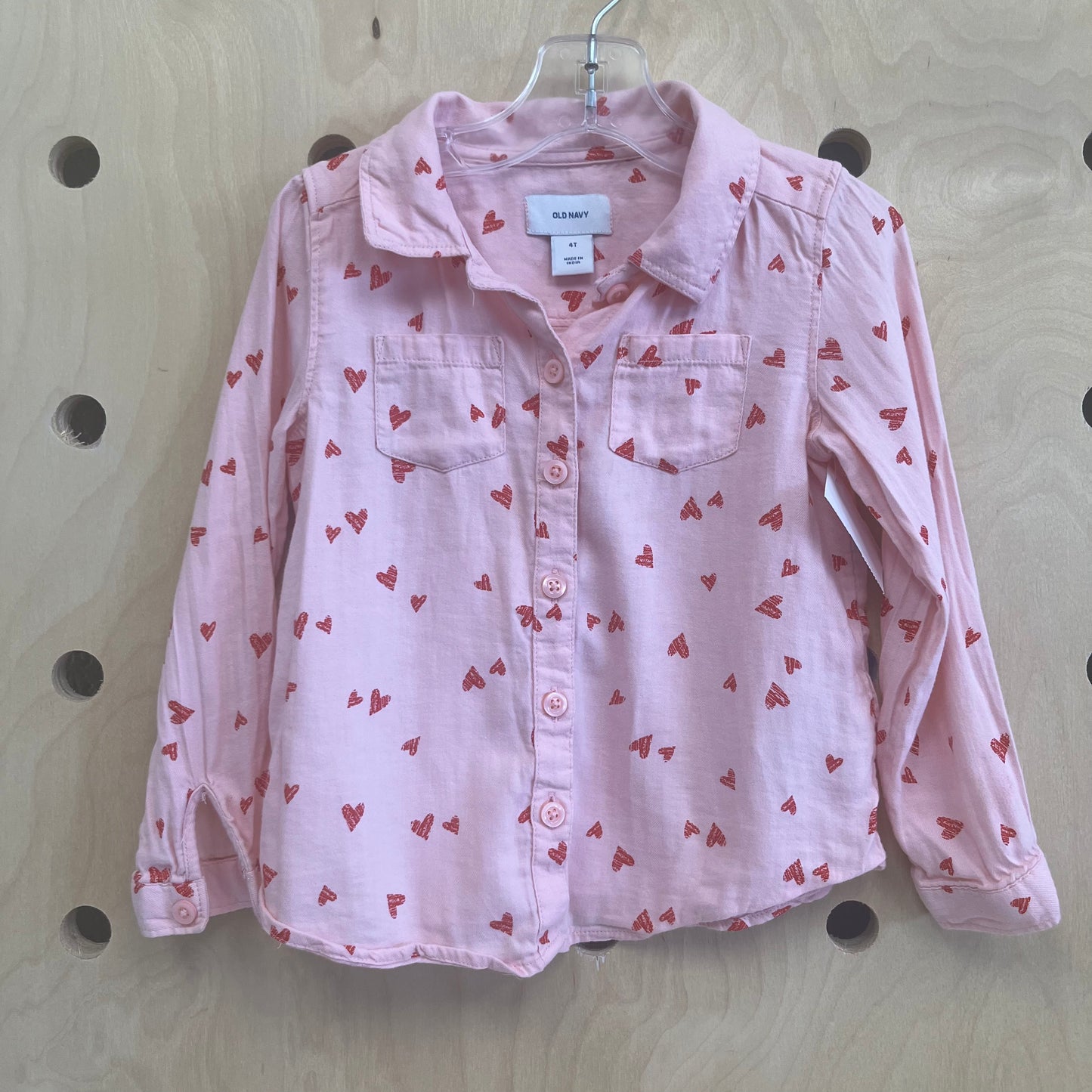 Pink Hearts Button Up