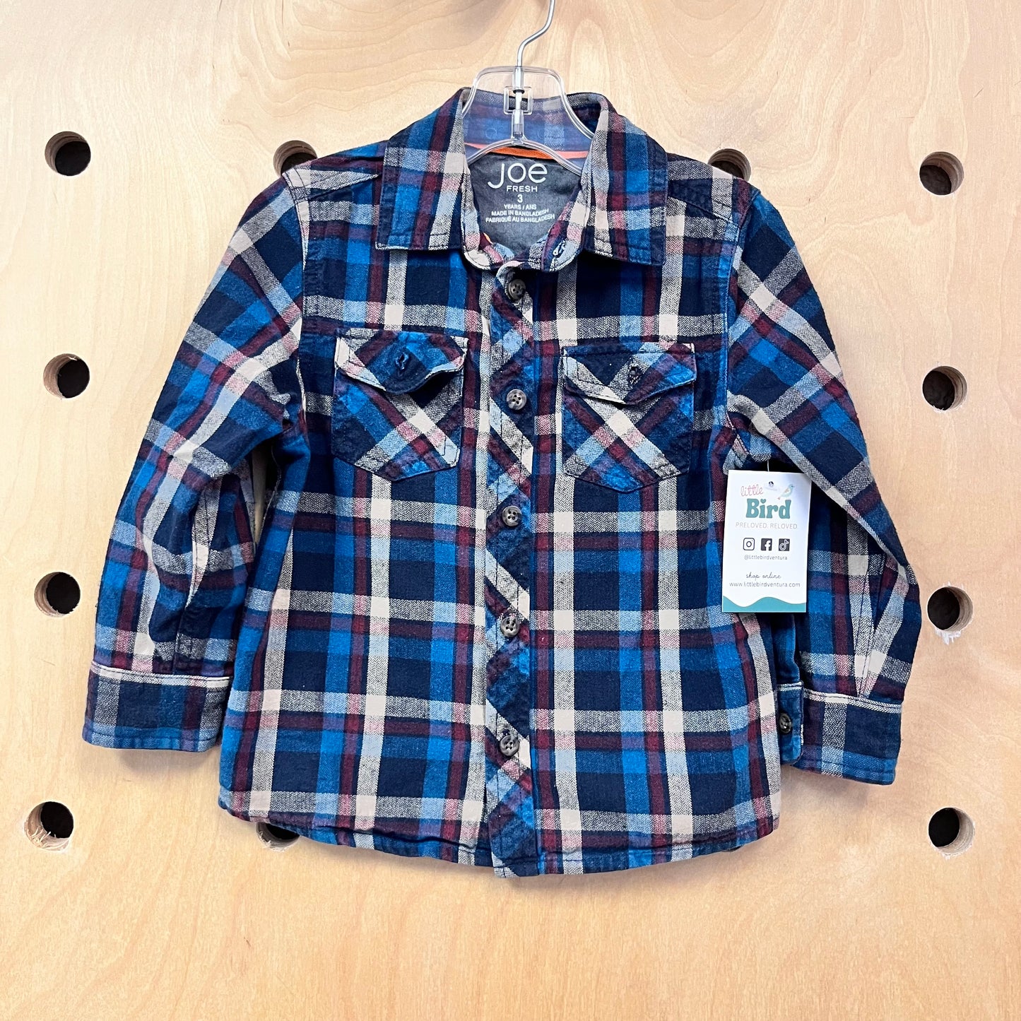 Blues + Red Plaid Button Up