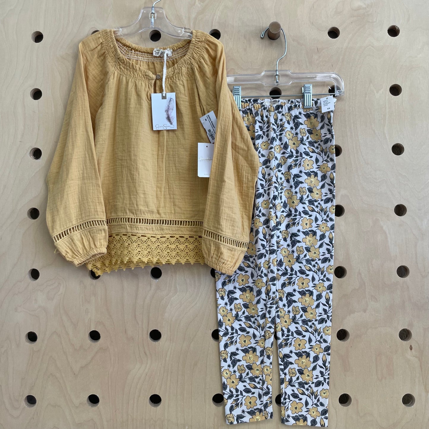 Yellow+Cream Floral Gauze Outfit NEW!