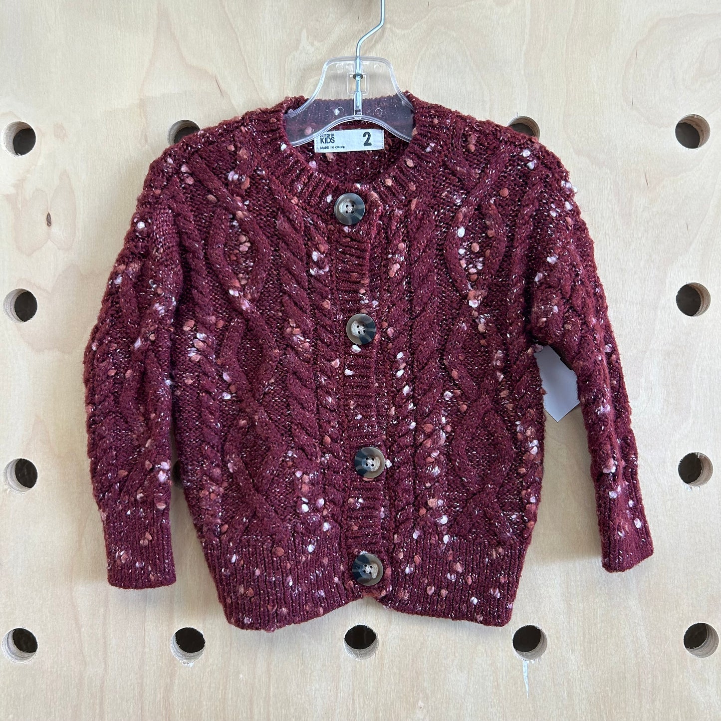 Maroon Speckled Knit Cardigan