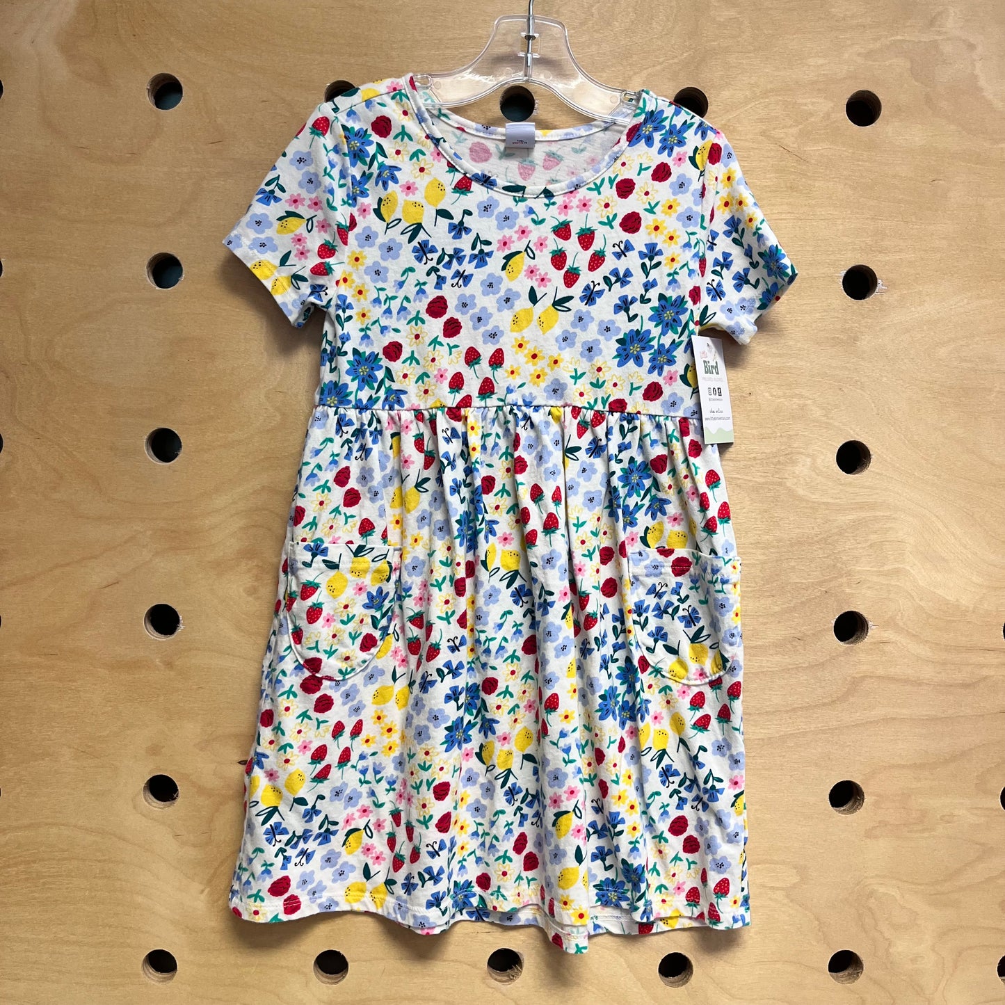 White/Multicolor Floral Fruits Dress
