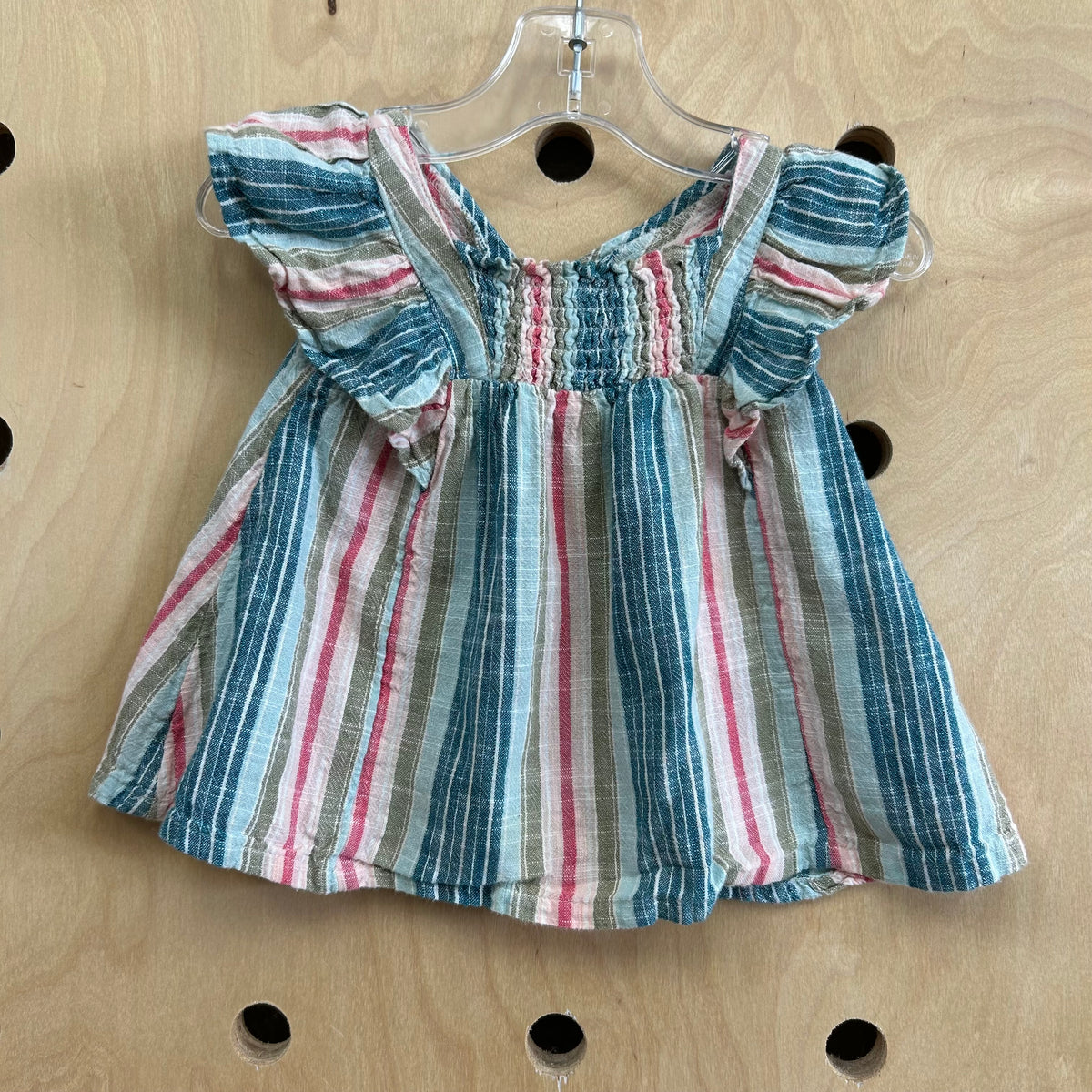 Teal + Coral Striped Tank