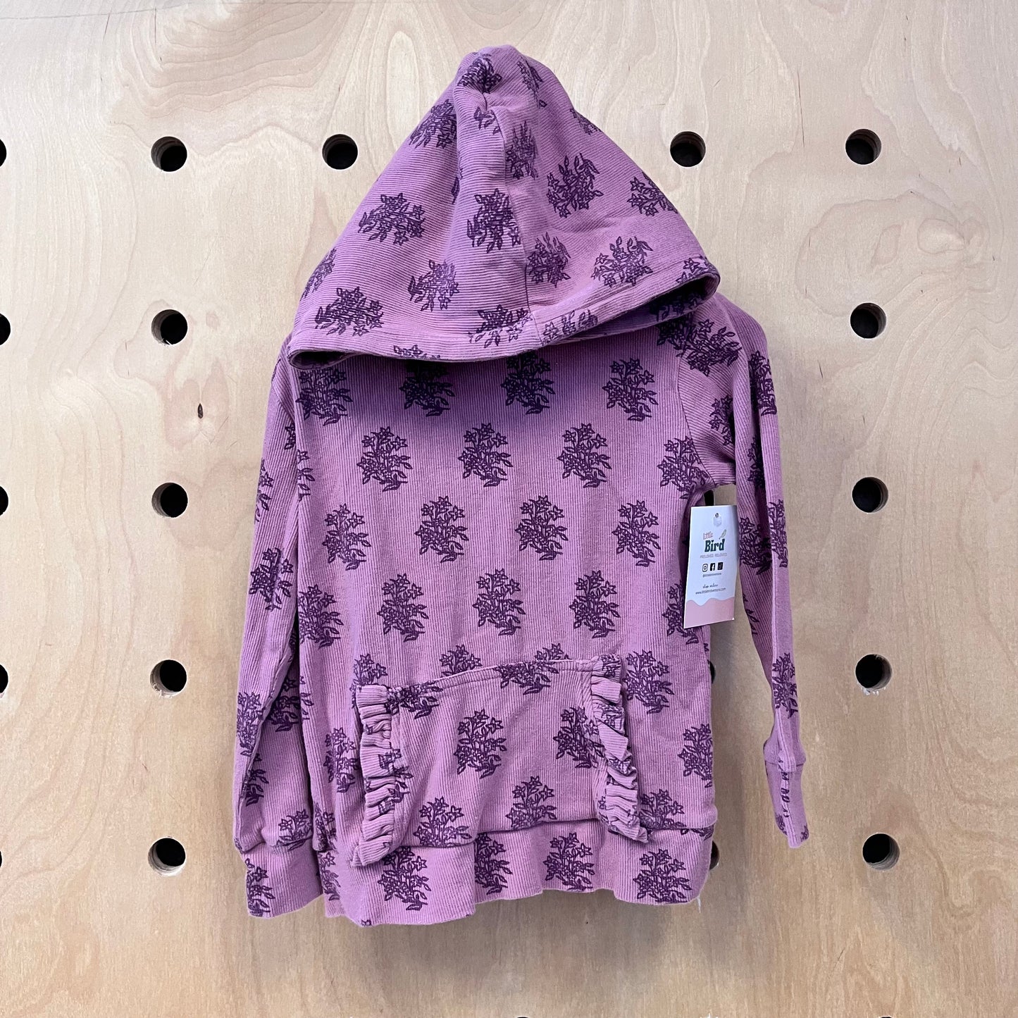 Organic Plum Floral Ribbed Hoodie