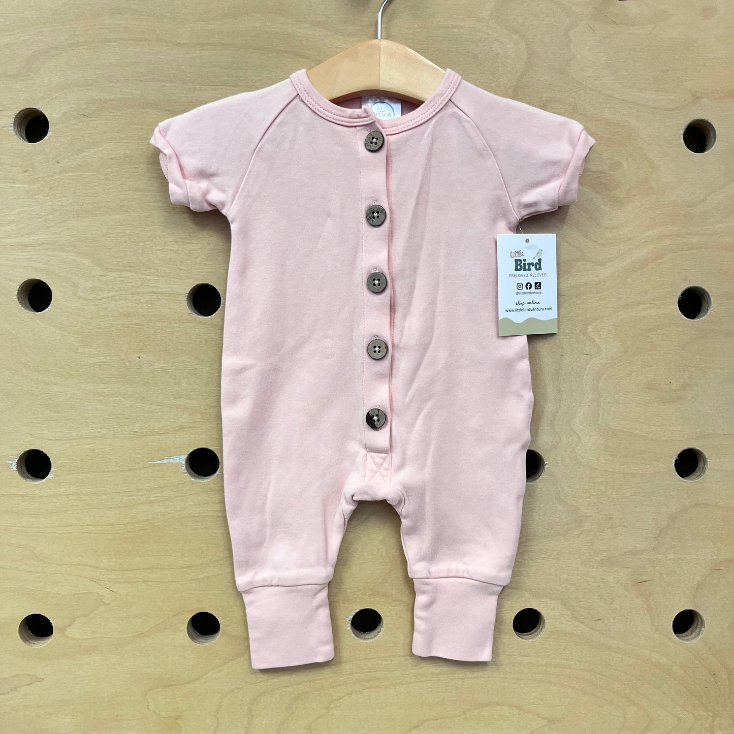 Organic Pink Button Romper