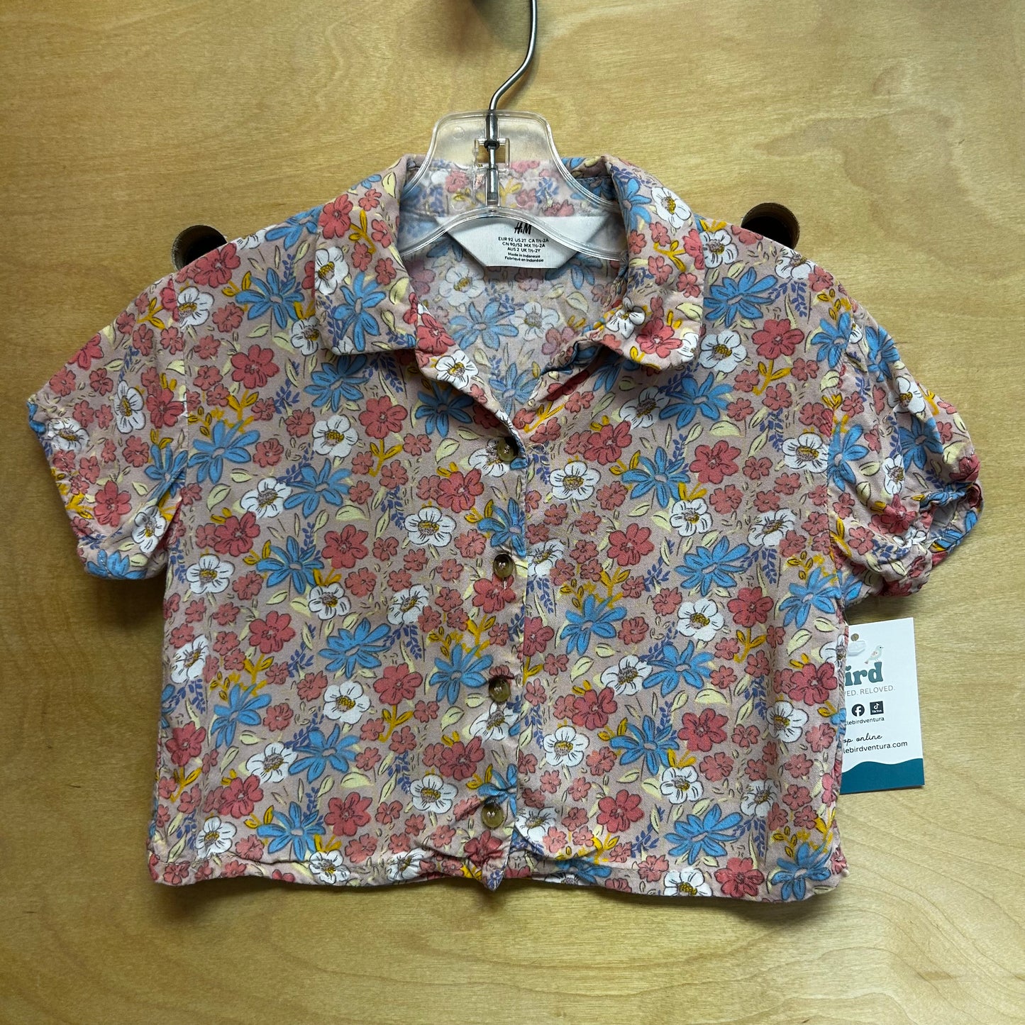 Pink/Blue Floral Collar Button Up