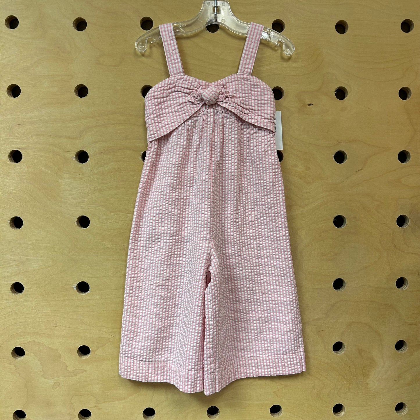 Pink Seersucker Bow Romper