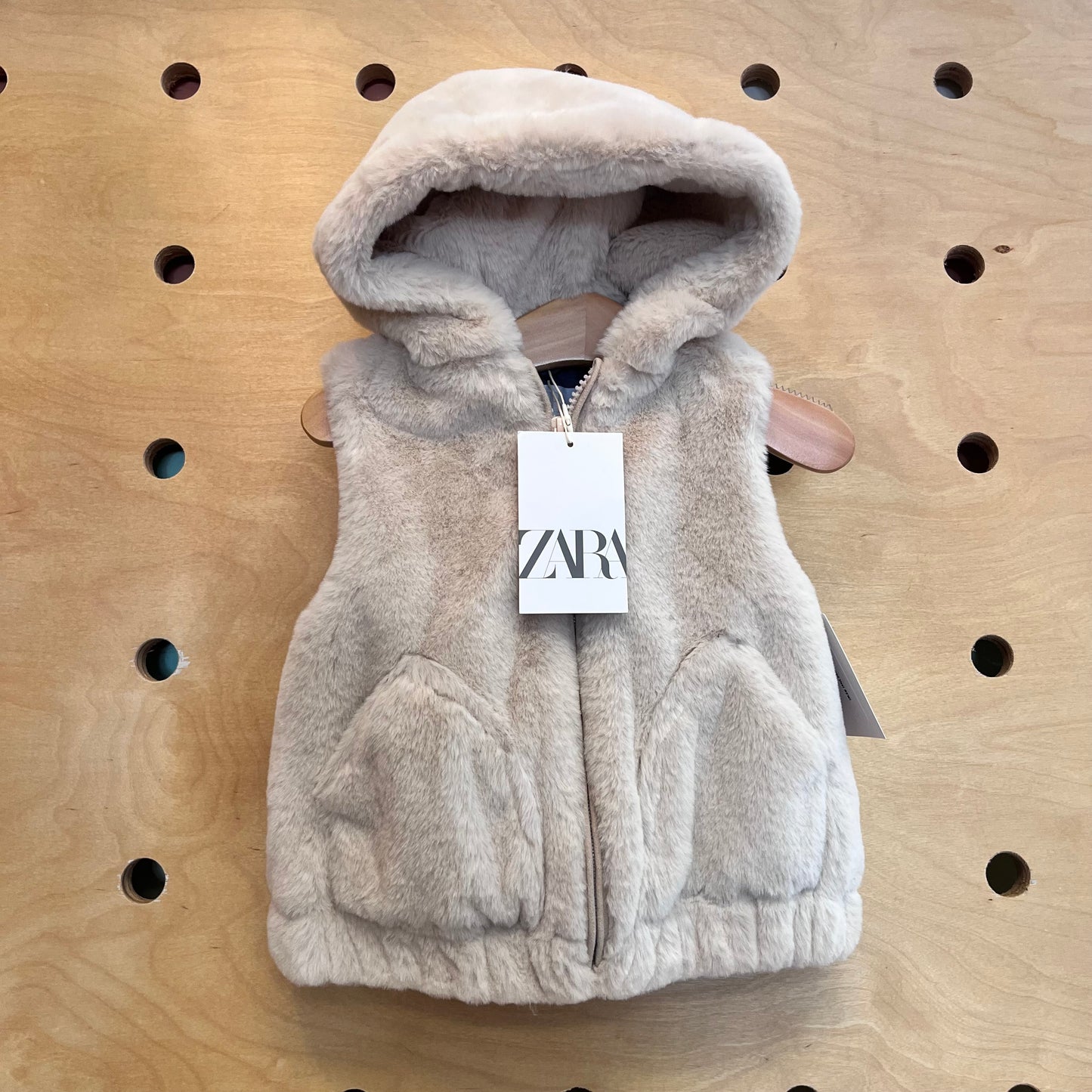 Cream Fuzzy Hooded Vest NEW!