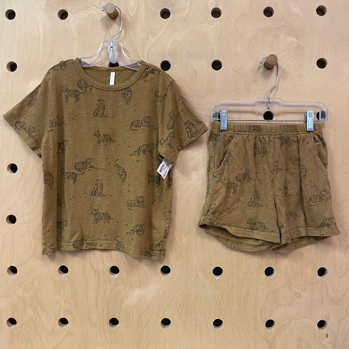 Earthy Brown Tiger Tee & Shorts Set
