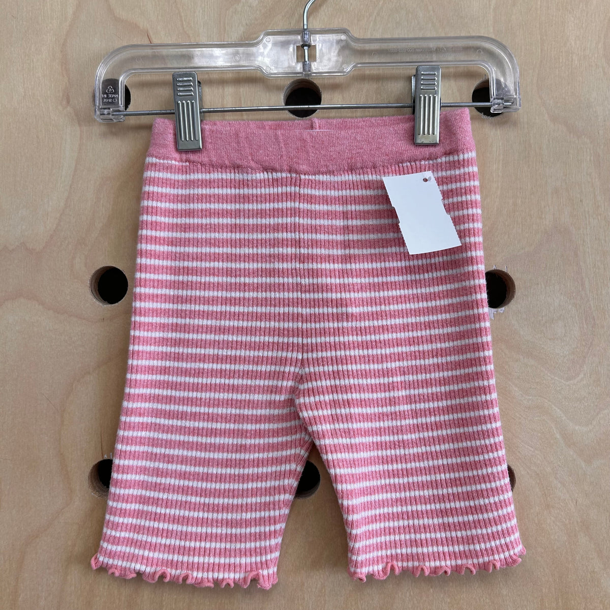 Pink Striped Ribbed Capri Leggings