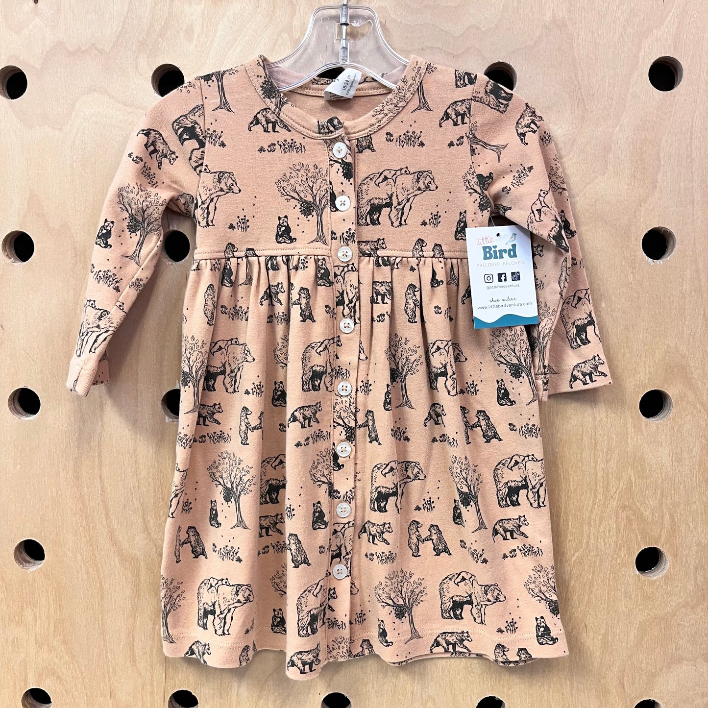 Organic Brown Bears Button Dress