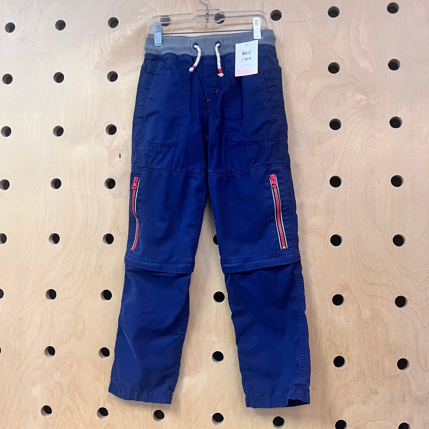 Blue Elastic Waist Zippered Pants