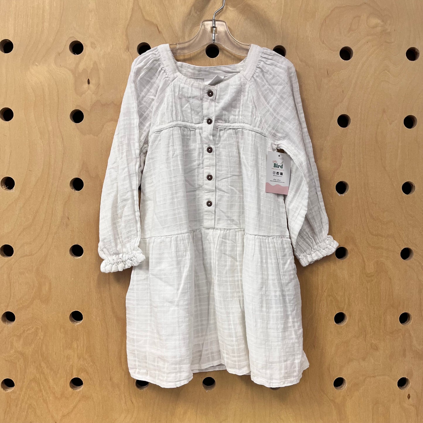White Cotton Tiered Dress