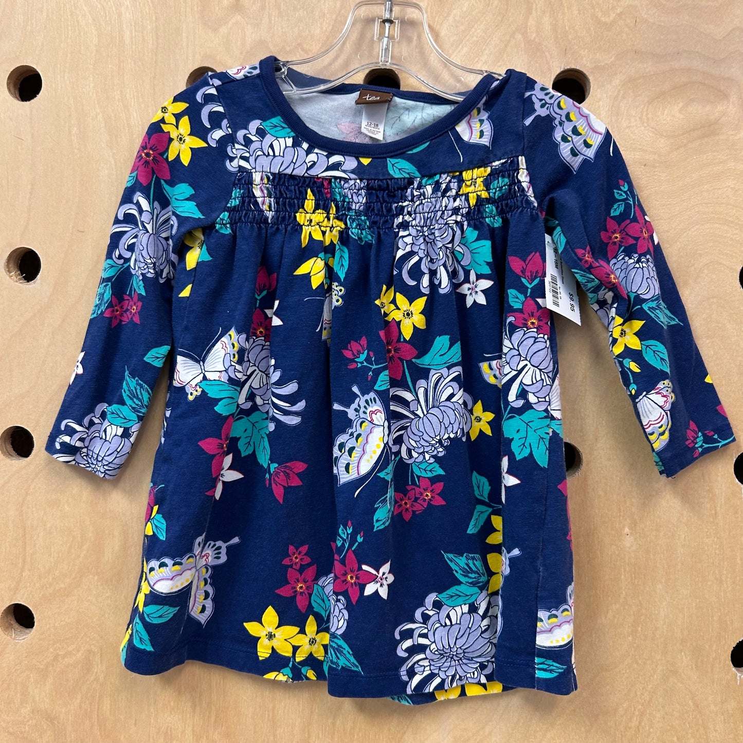 Navy Floral Butterflies Dress