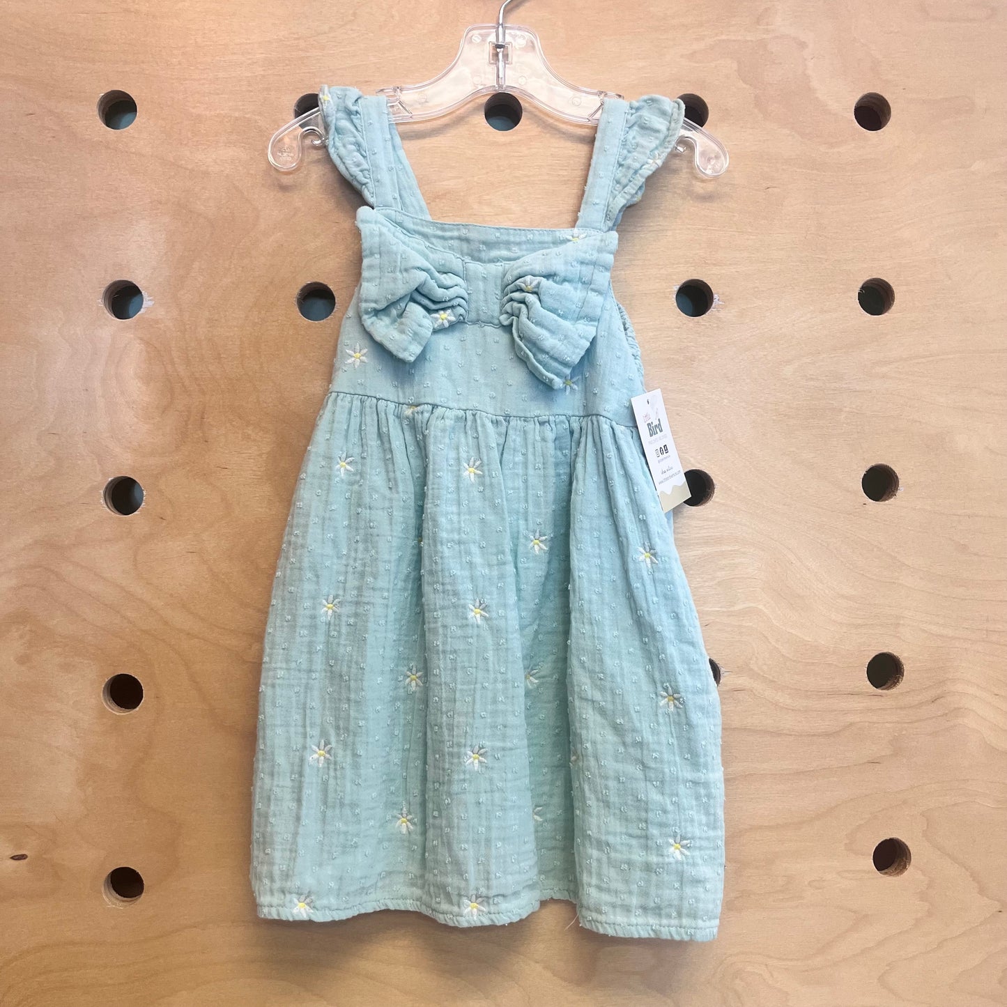 Green Swiss Dot Embroidered Daisy Dress