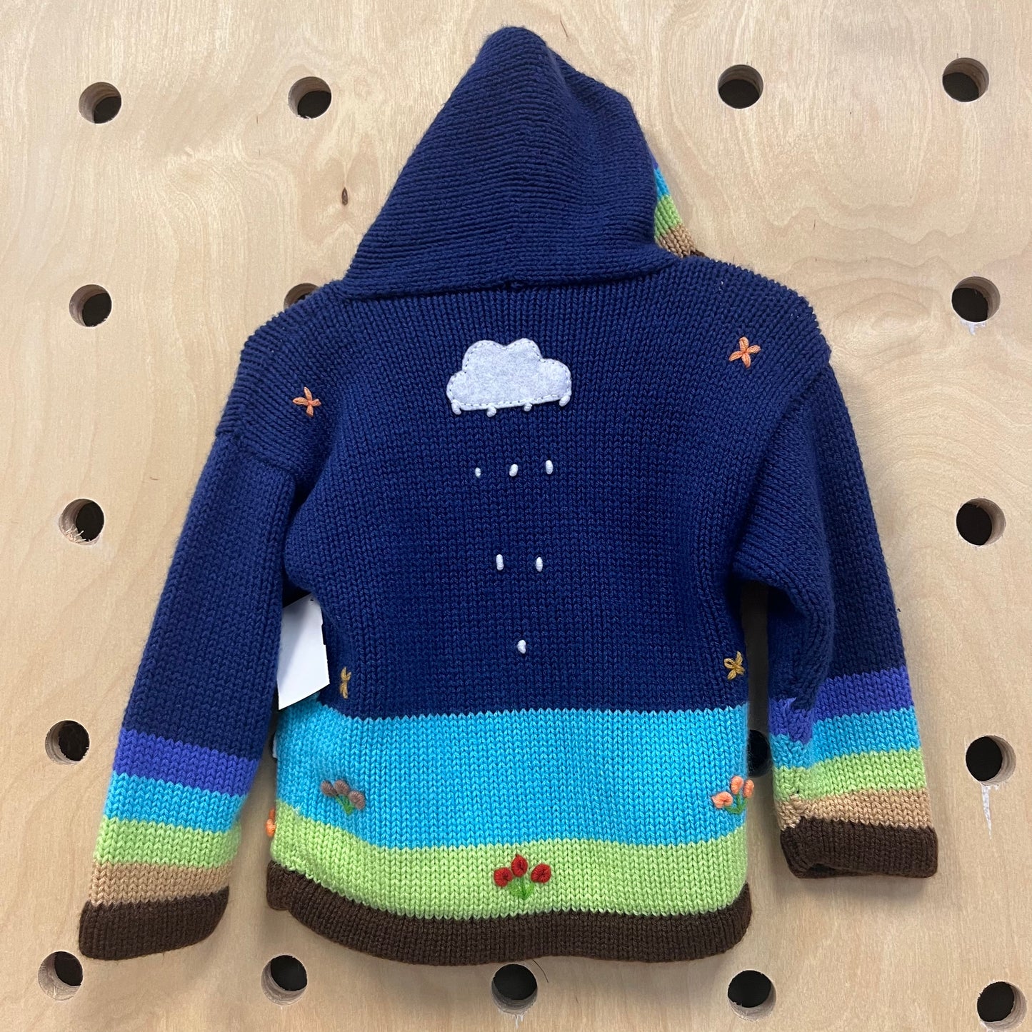 Blue Knit Peruvian Zip Hoodie