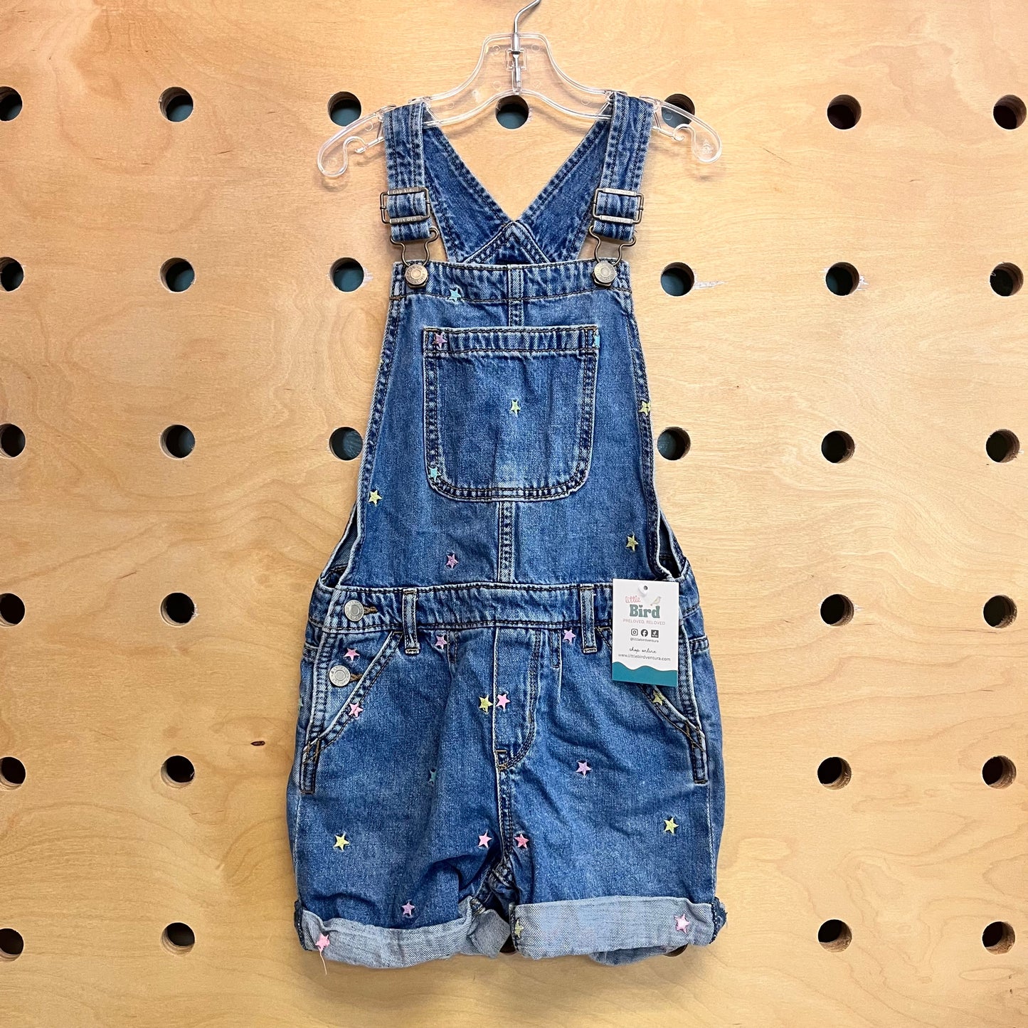 Embroidered Stars Cuffed Shortalls