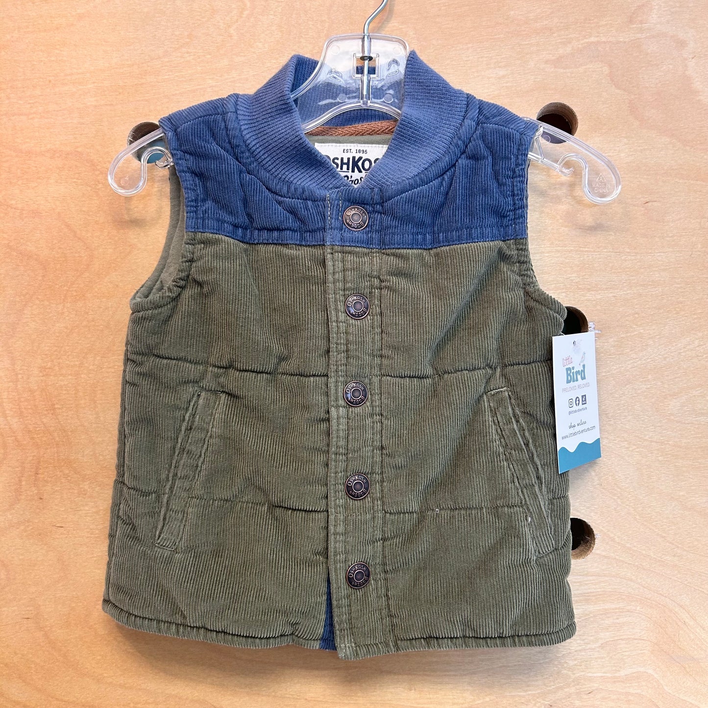 Blue/Green Cord Snap Vest