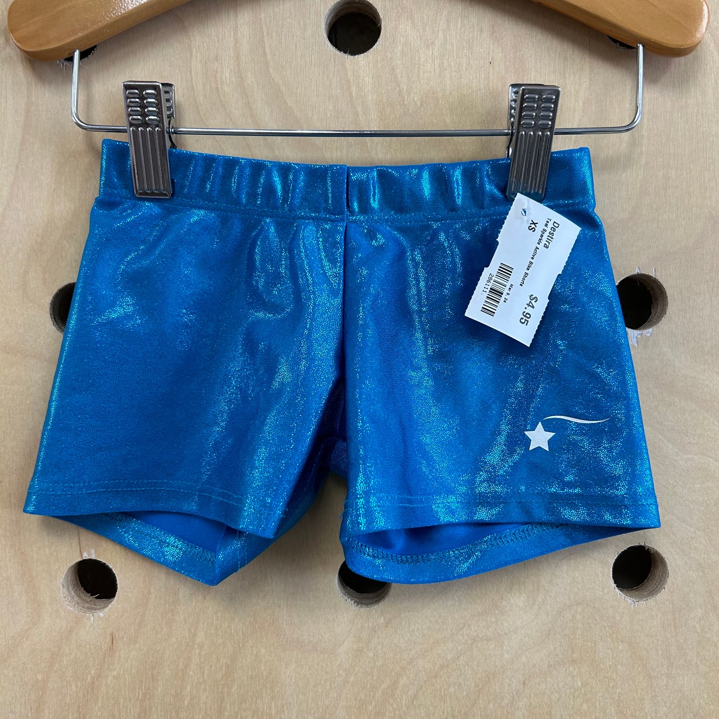 Teal Sparkle Active Bike Shorts