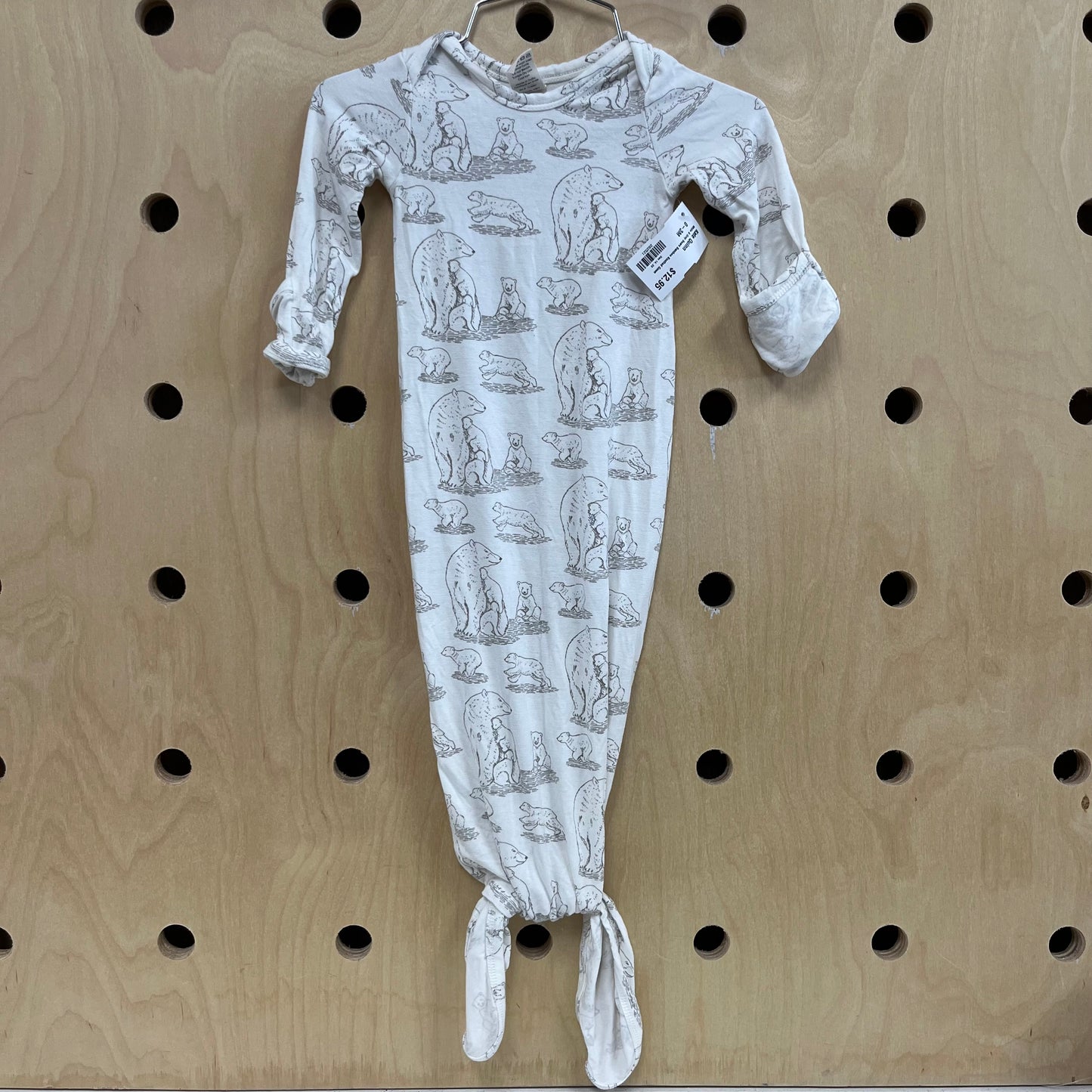 White & Grey Bears Bamboo Knotted Gown