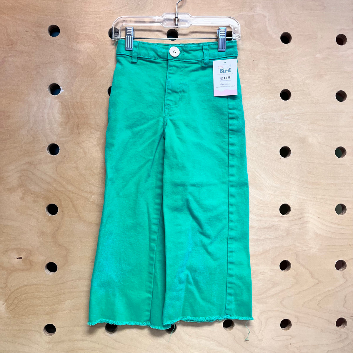 Green Denim Wide Leg Pants
