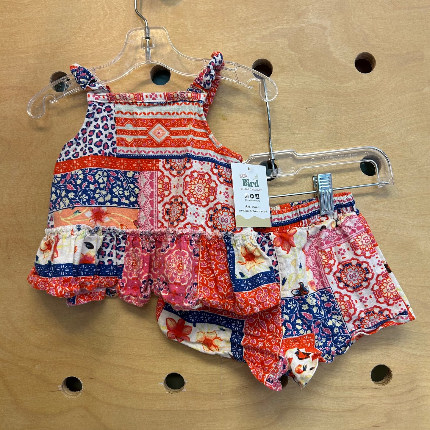 Patchwork Print Ruffle Outfit