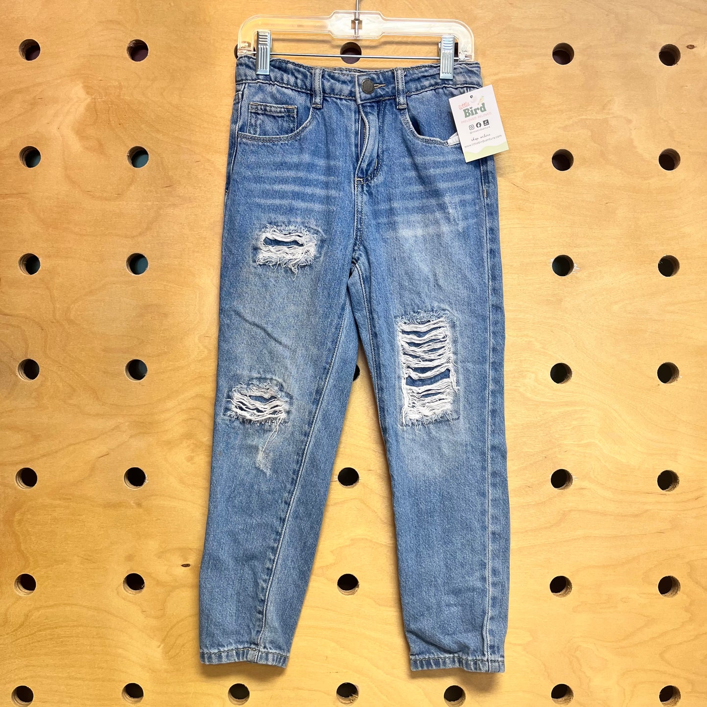 Distressed Straight Leg Denim Pants