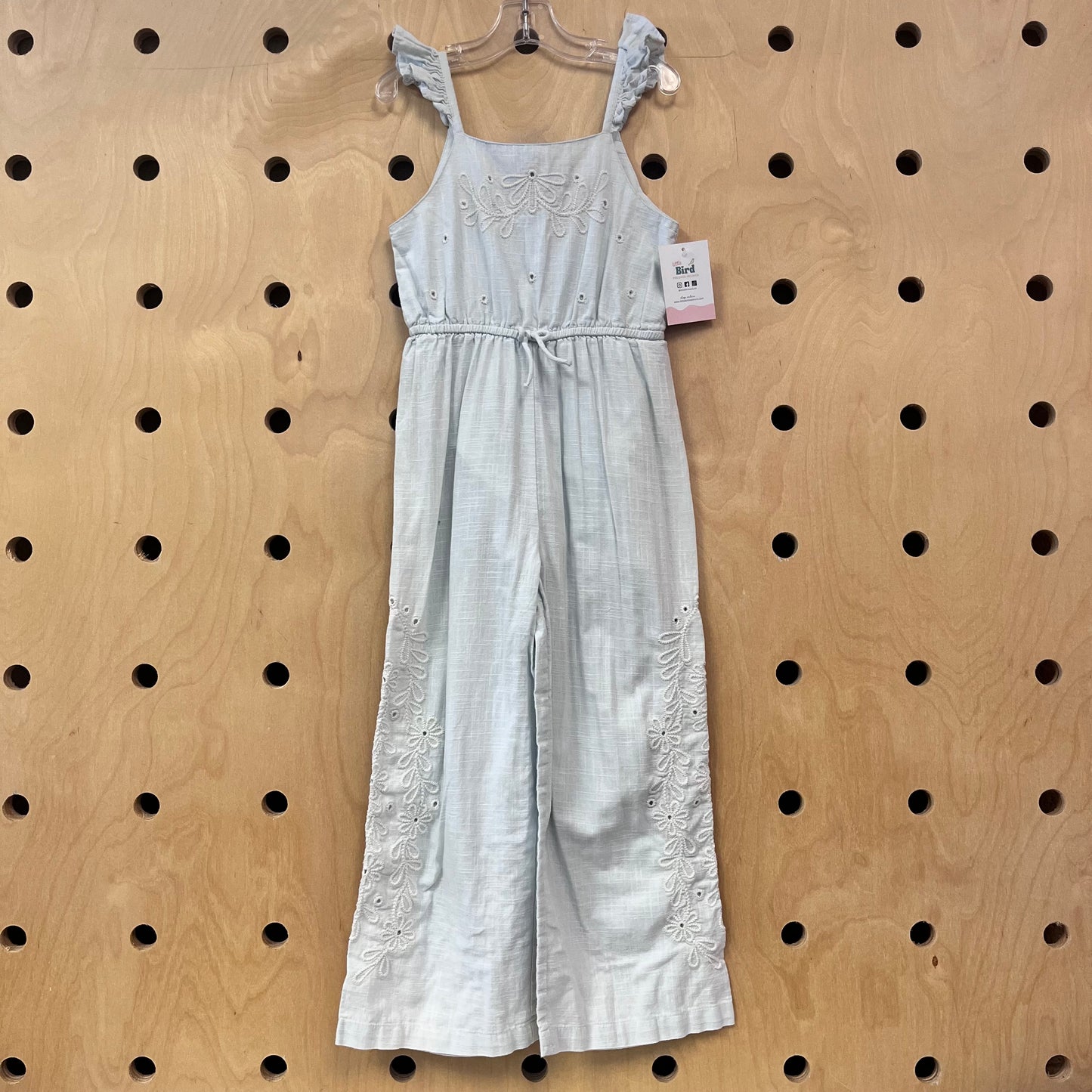 Light Blue Eyelet Linen Jumper