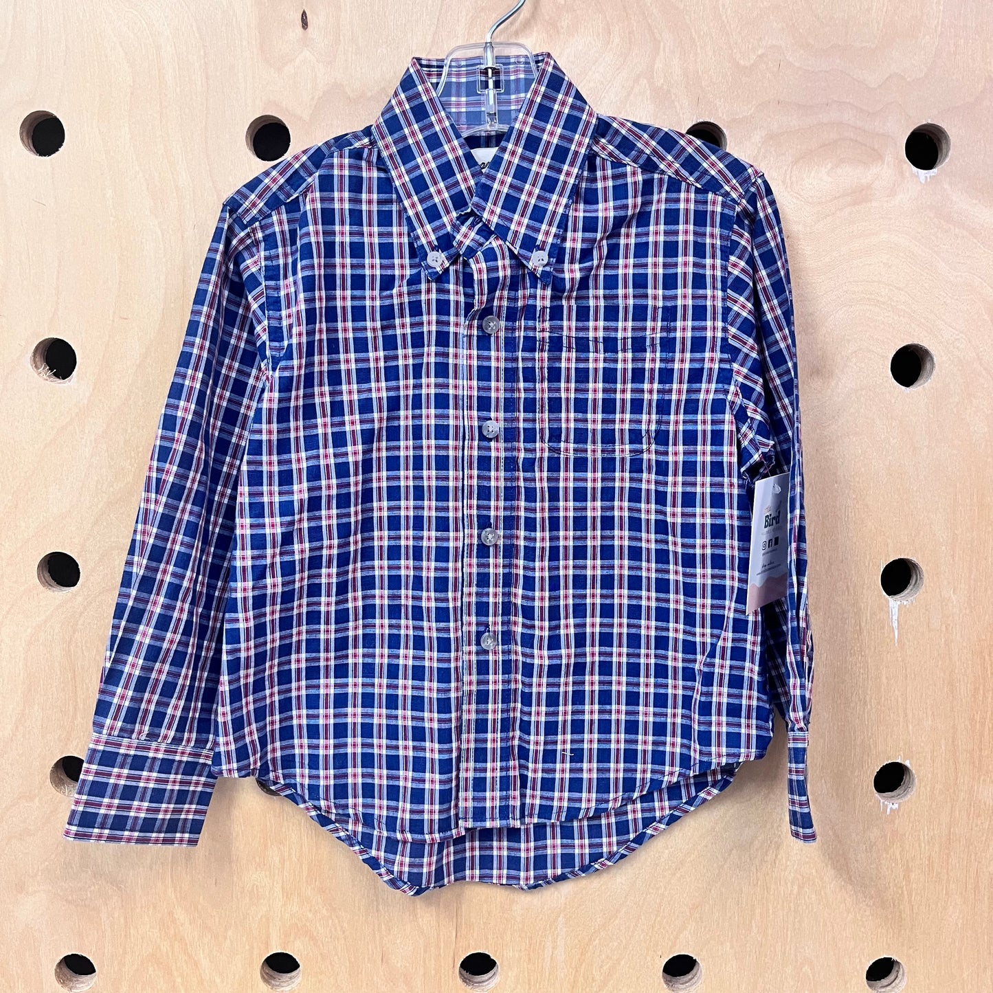 Blue + Red Plaid Button Up