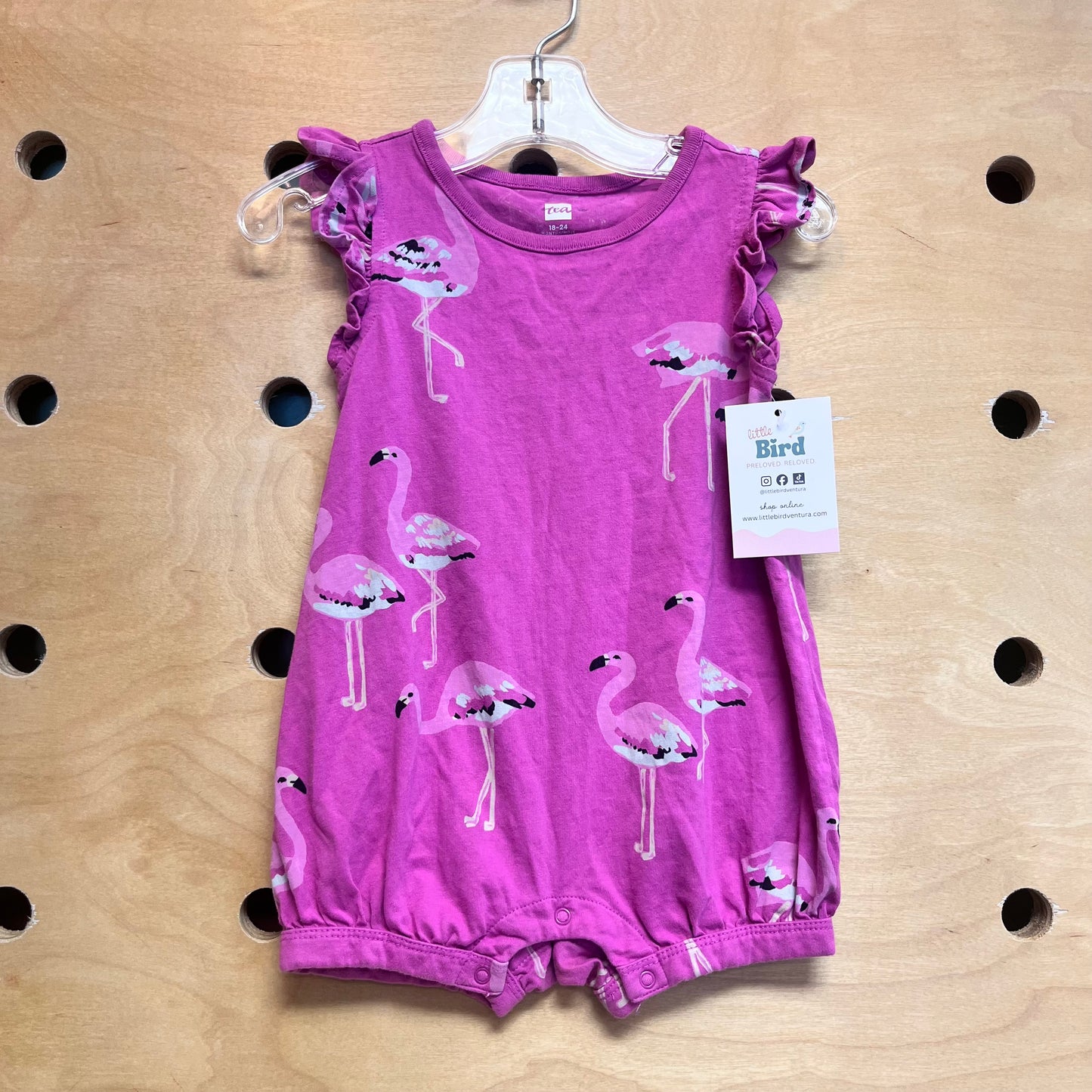 Pink Flamingo Cotton Romper
