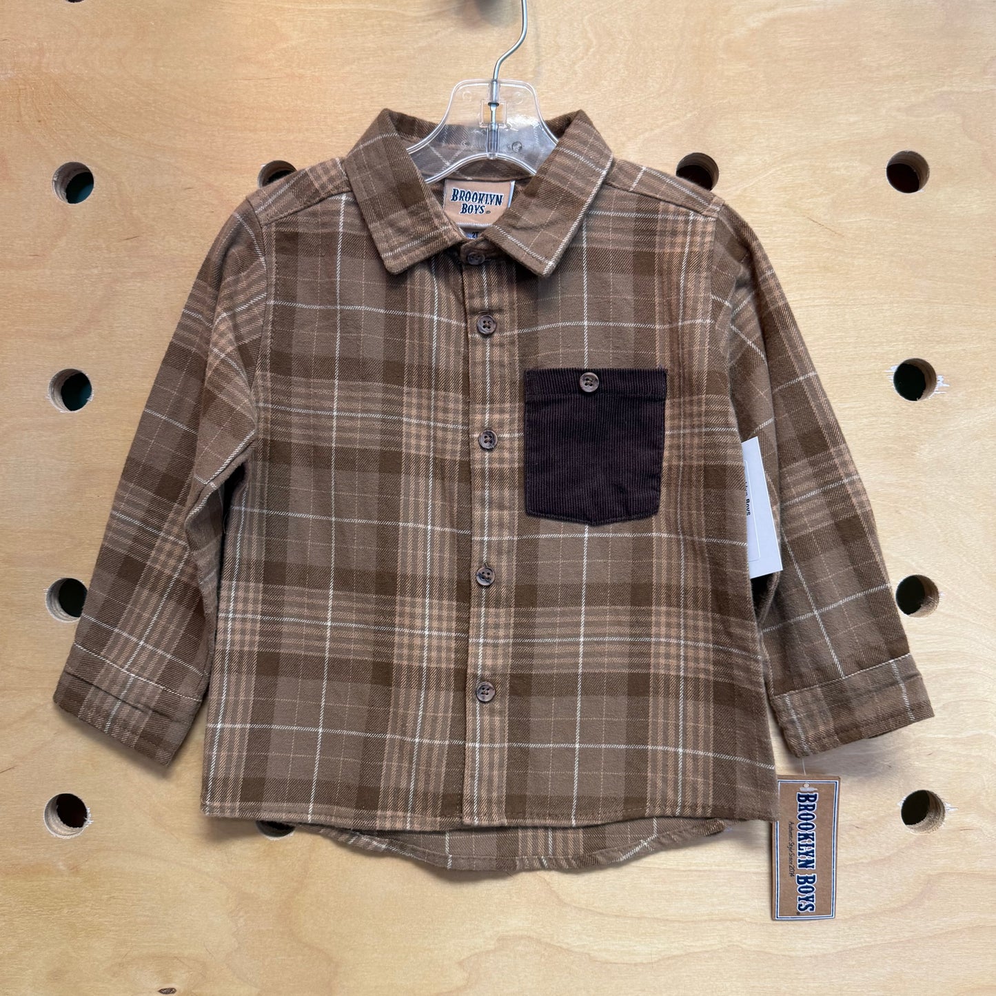 Brown Plaid Button Up NEW!!